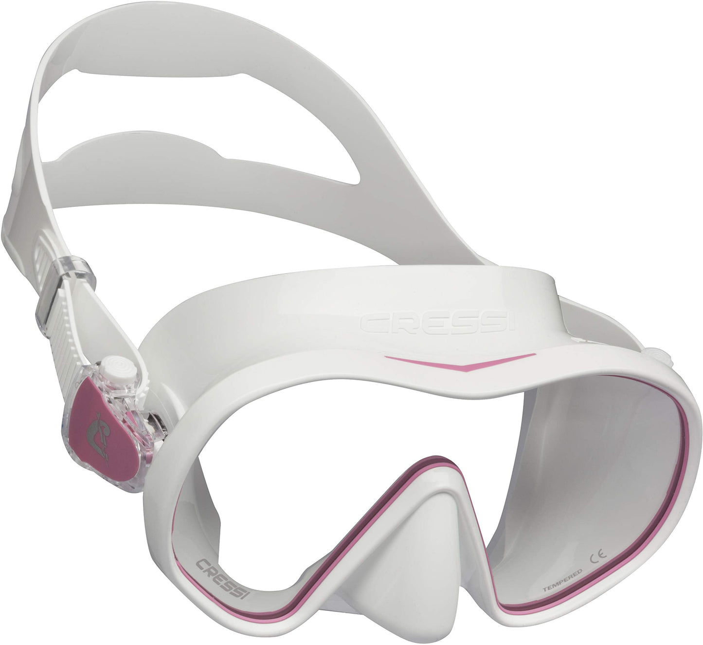CRESSI F-Dual + Supernova Dry Combo - Unisex Diving Mask F-Dual rimless and Dry Snorkel for Snorkelling and Scuba Diving, Colour White Pink/Clear