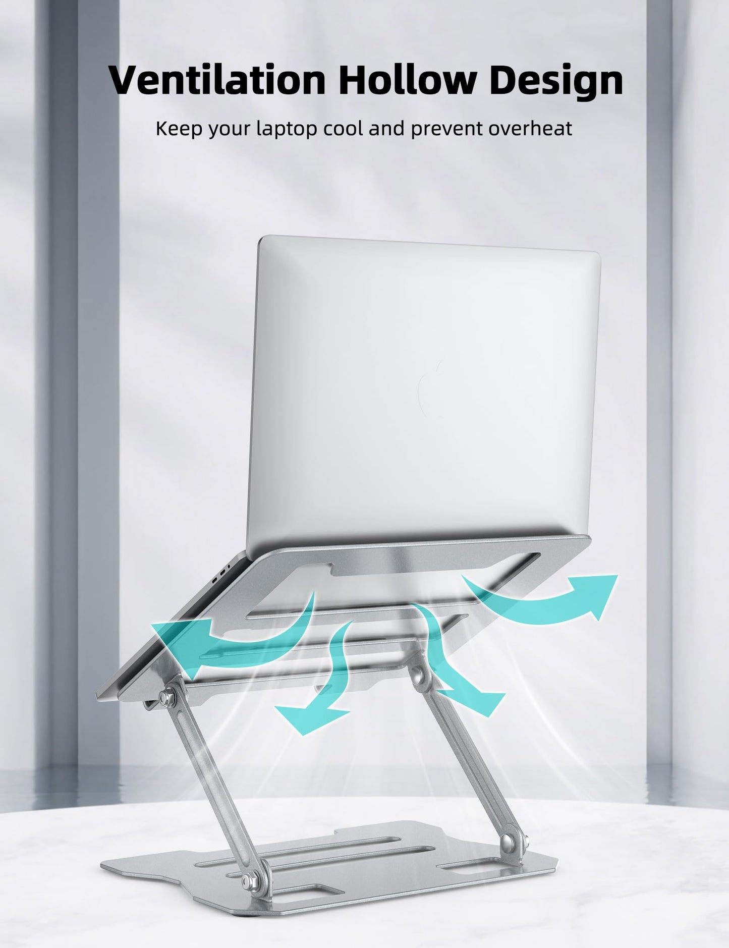 FAPPEN Laptop Tablet Stand, Universal Adjustable Steel Laptop Computer Stand, Ergonomic Foldable Portable Desktop Tray Compatible with 10''-15.6''