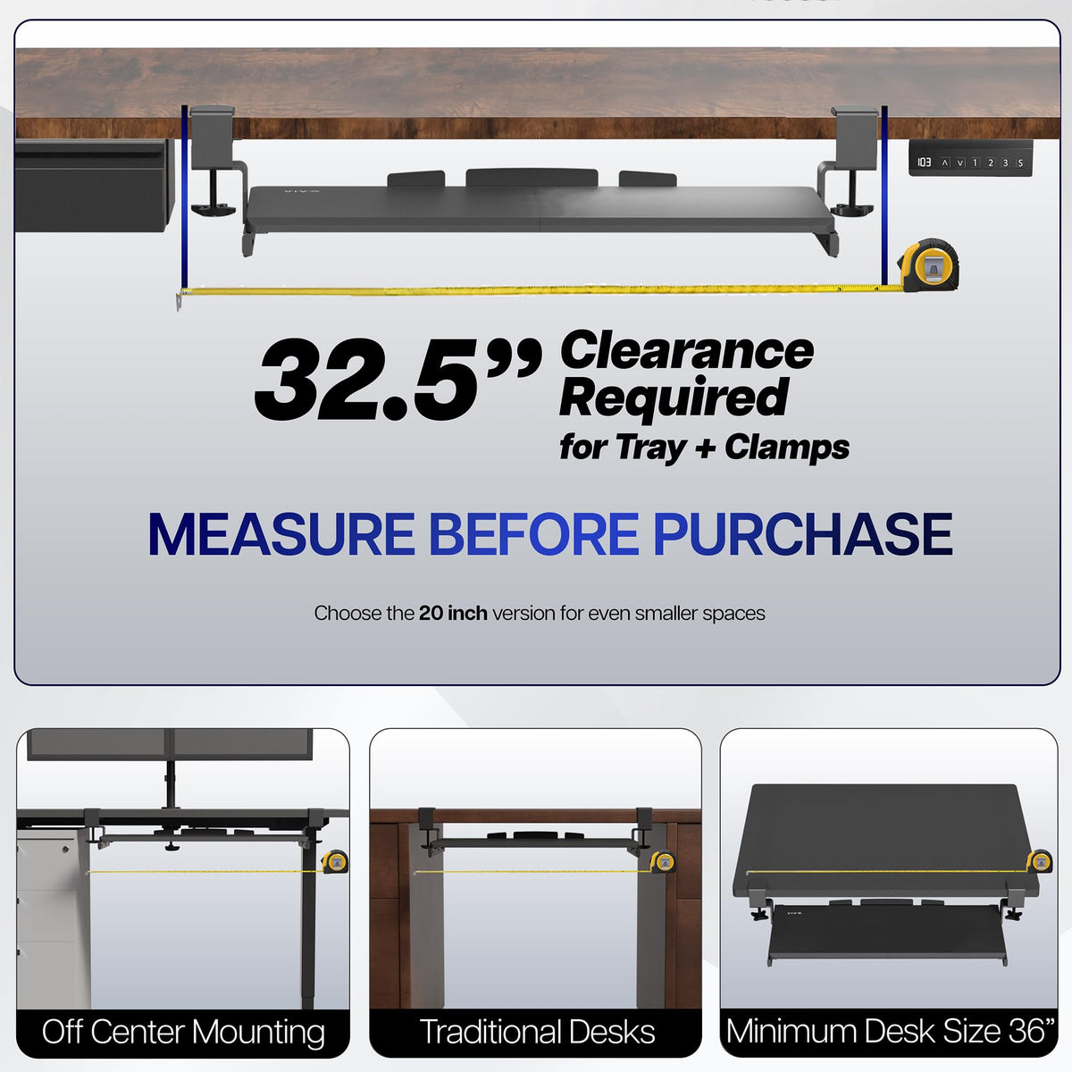 VIVO Large Keyboard Tray Under Desk Pull Out with Extra Sturdy C Clamp Mount System, 69 (84 Including Clamps) x 28 cm Slide-Out Platform Computer