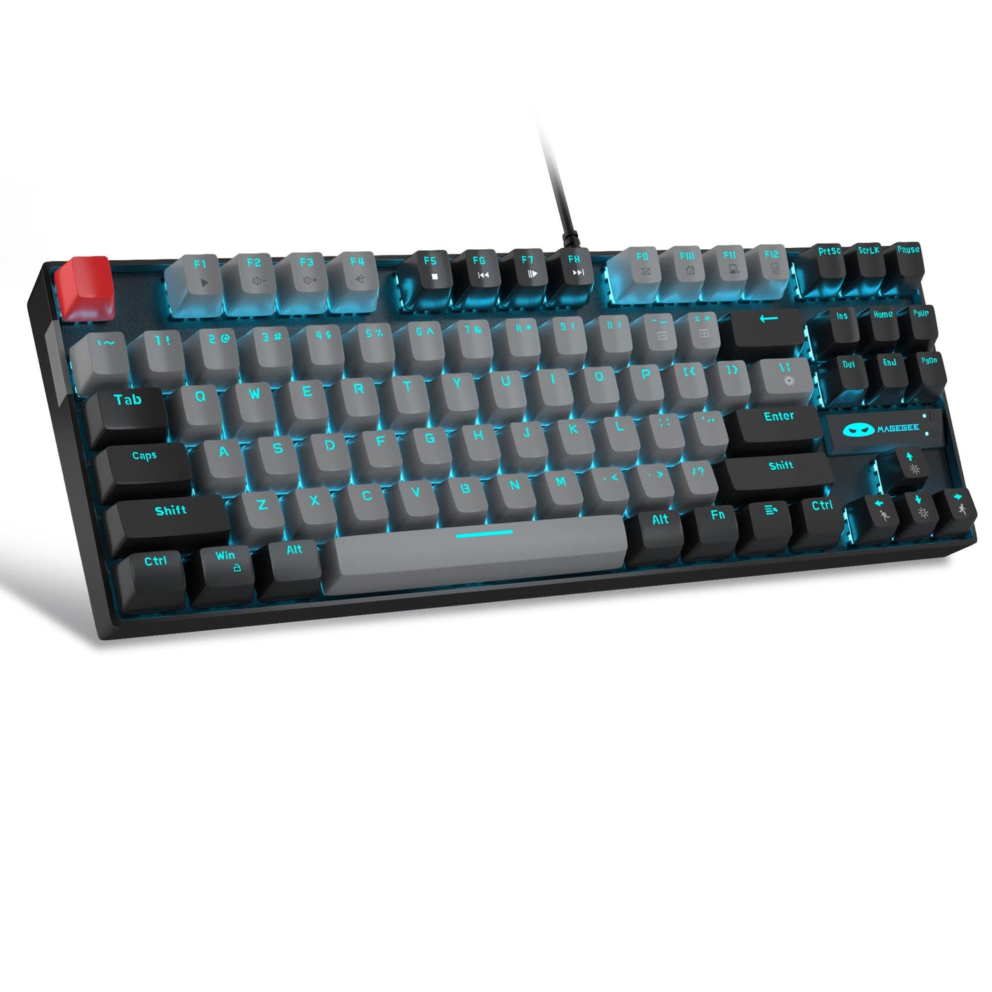 MageGee 75% Mechanical Gaming Keyboard with Blue Switch, LED Blue Backlit Keyboard, 87 Keys Compact TKL Wired Computer Keyboard for Windows Laptop PC