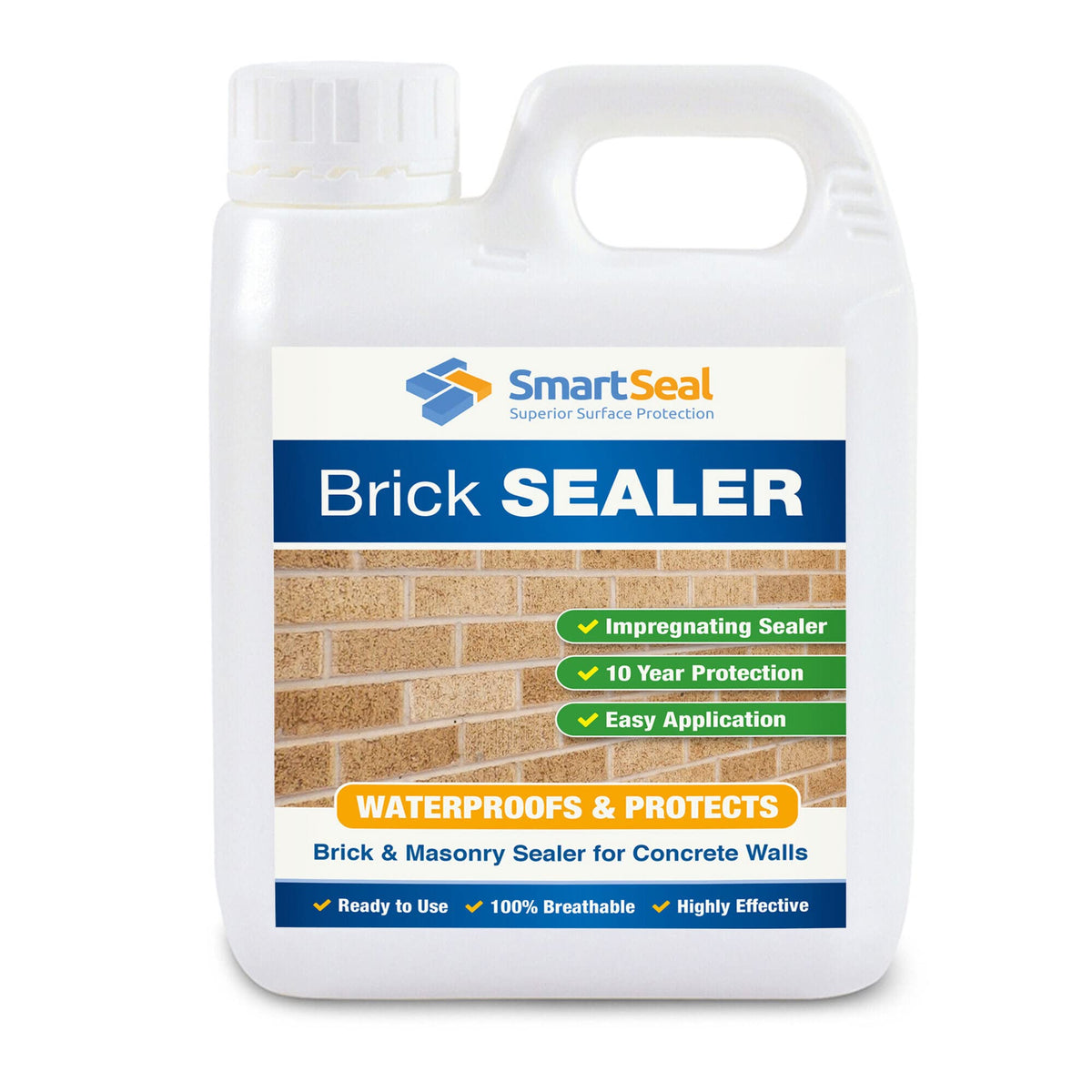 Smartseal Brick Sealer - 1L - Breathable Brick Waterproofer & Clear Sealant. Protective Damp Seal & Waterproof Sealant for Bricks, Masonry, Concrete &
