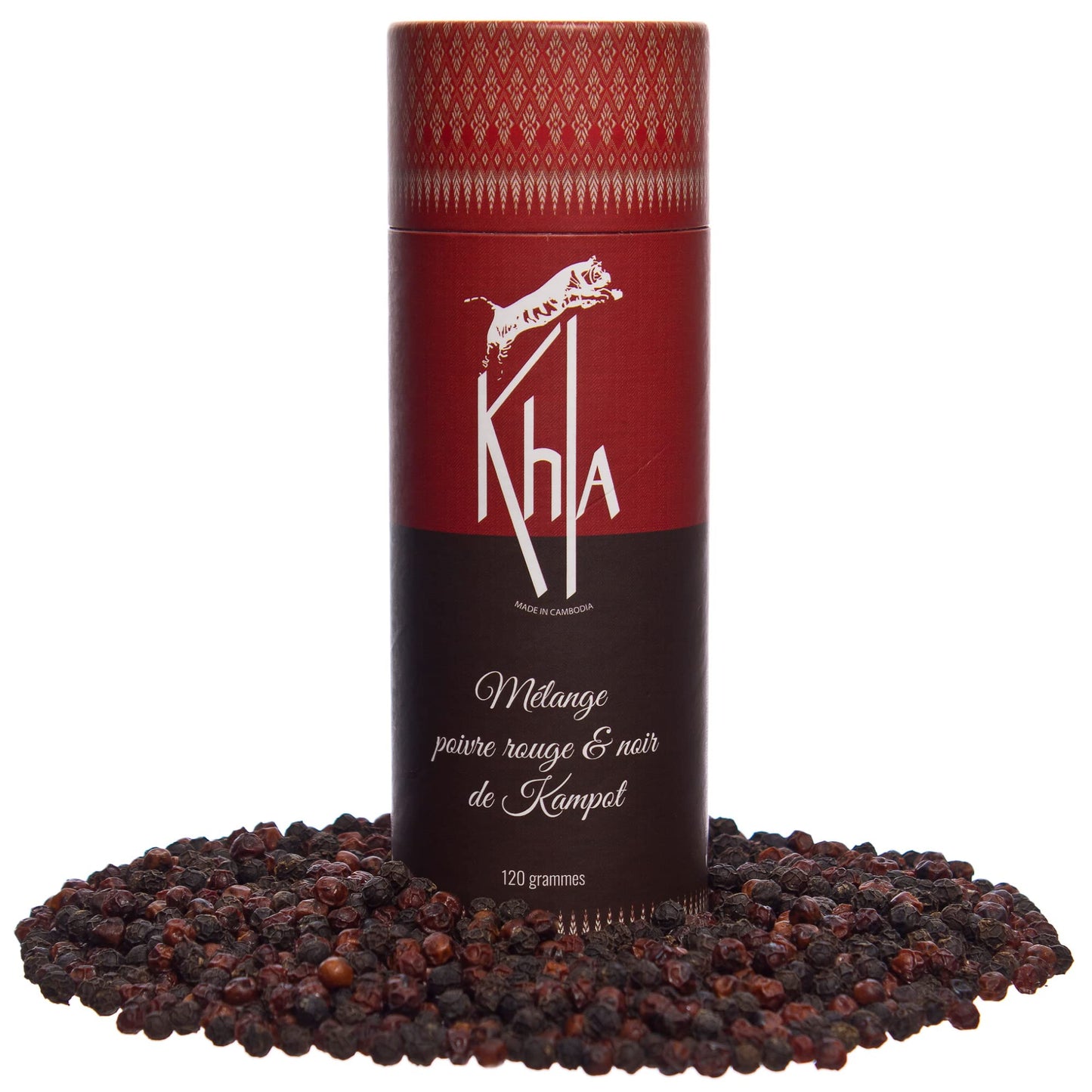 KHLA - Premium Red and Black Kampot Pepper Blend PGI - 120g - Pepper Grains - Organically grown