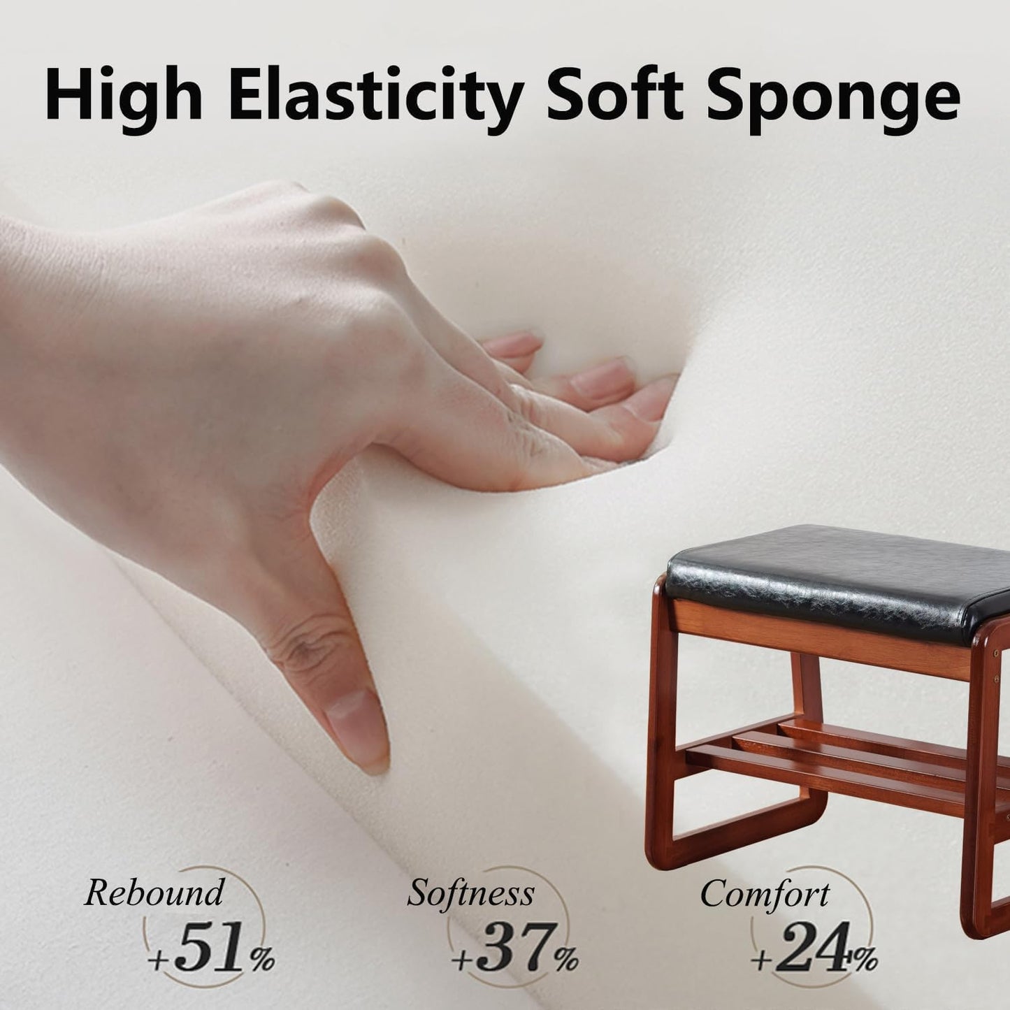 SOBIBO Solid Wood Shoe Bench, 2-Tier Wooden Storage Entryway Bench, Mid-Century Modern Shoe Bench Rack