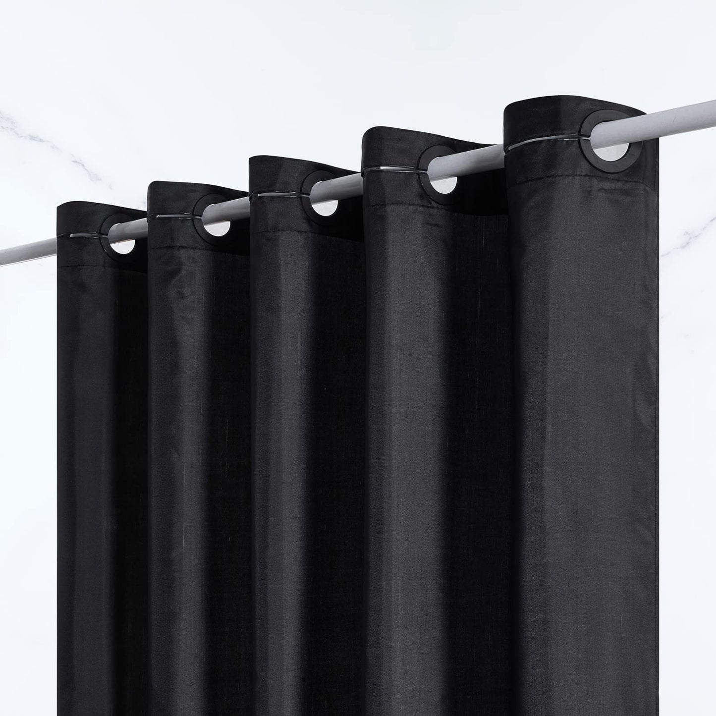 Furlinic Black Shower Curtain Mould Proof Resistantand Waterproof Washable Polyester Bath Curtains with Weight Tape for Wetroom 35x72 Inch.