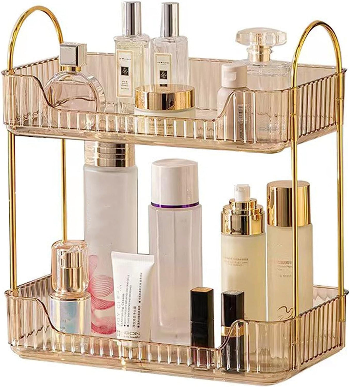 Amber 2-Tier Vanity Shelf for Bathroom Counter - Skincare & Makeup Organizer