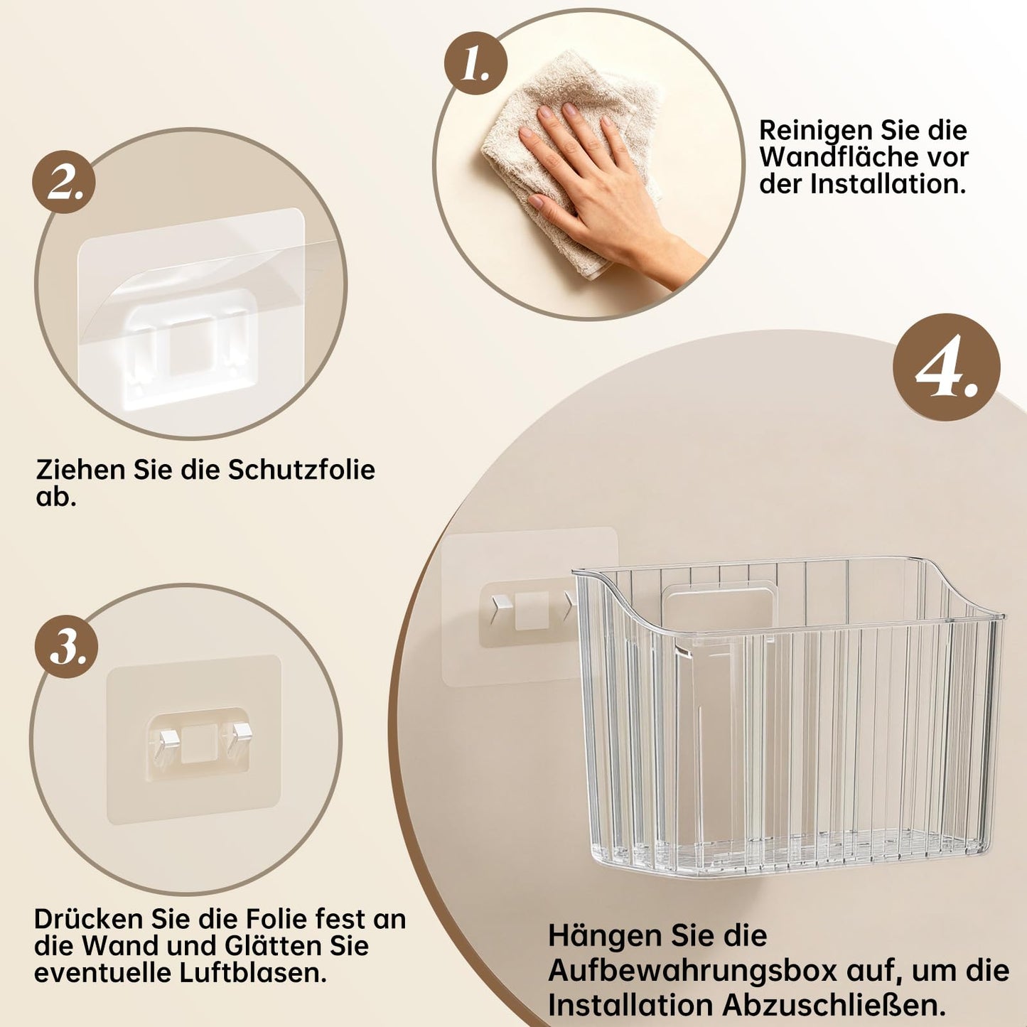 PAVSTINE 4Pcs Cabinet Door Storage Box Self-adhesive No Residue Transparent