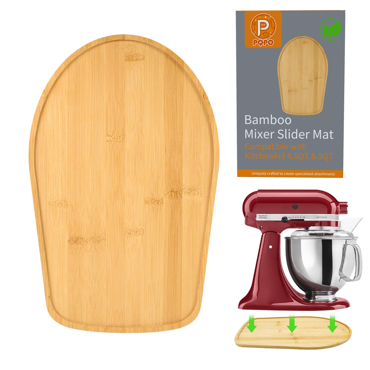 Bamboo Mixer Slider Compatible with Kitchen aid 4.5/5 Quart Tilt-Head Stand Mixer, K45SS Kitchen Attachment Sliding Mat