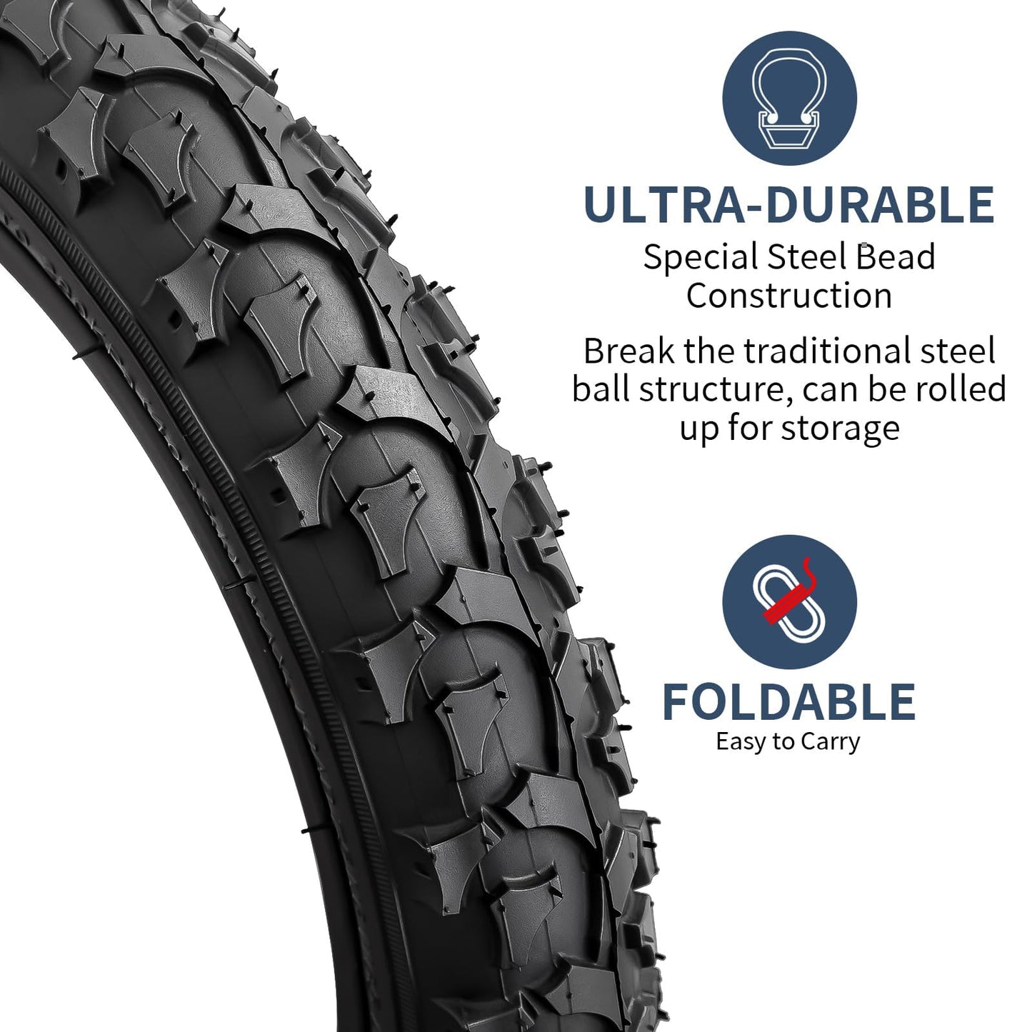 YunSCM 2-Pack Foldable 16 inch Bike Tyres 16x2.125 ETRTO 57-305 and 16'' Heavy Duty Bike Inner Tubes AV32mm Valve Compatible with 16x2.10 16x2.125