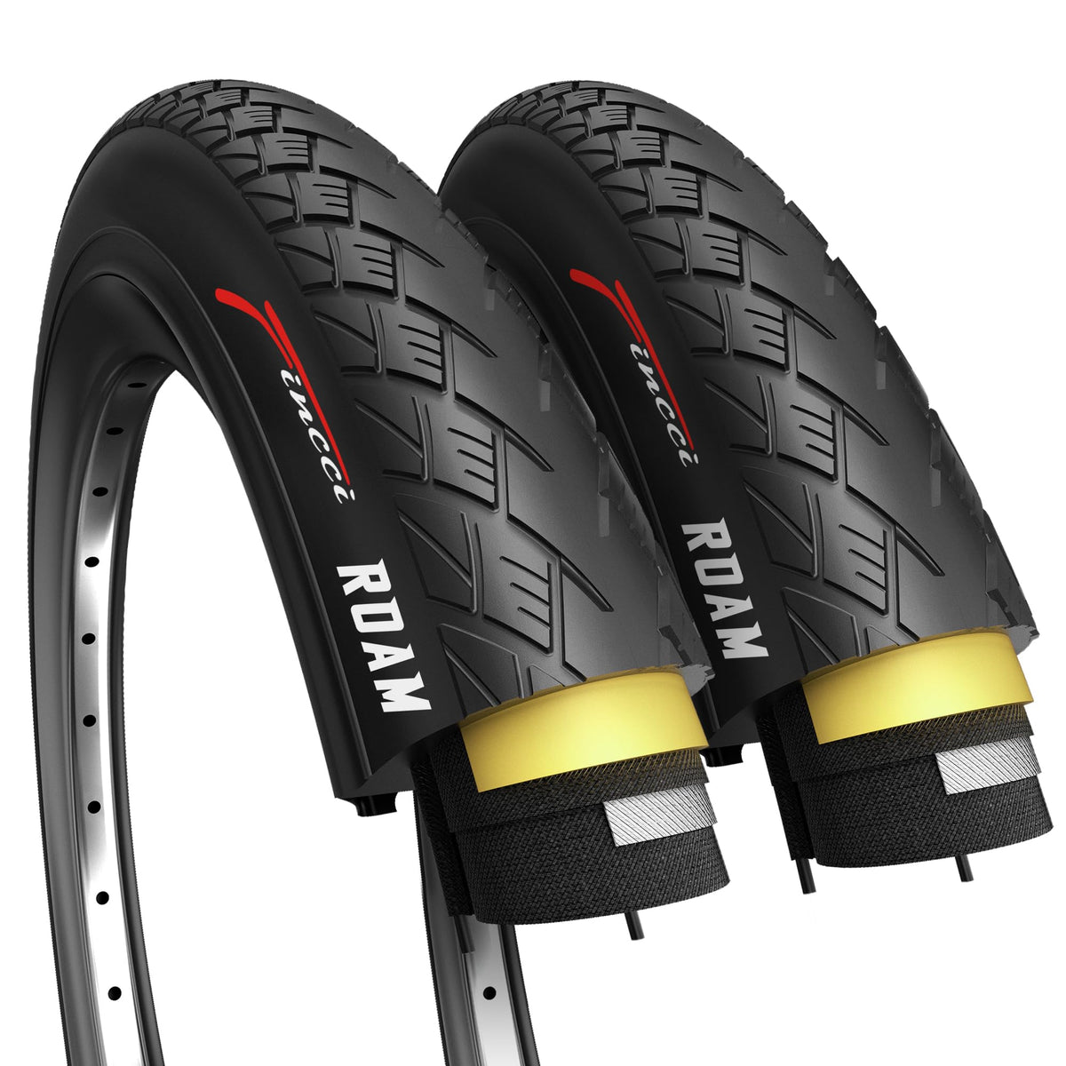 Fincci Pair 700 x 38c Tyres, 40-622, with Antipuncture Protection ? Pack of 2, Ideal for Electric, Road, Mountain, MTB, and Hybrid Bikes