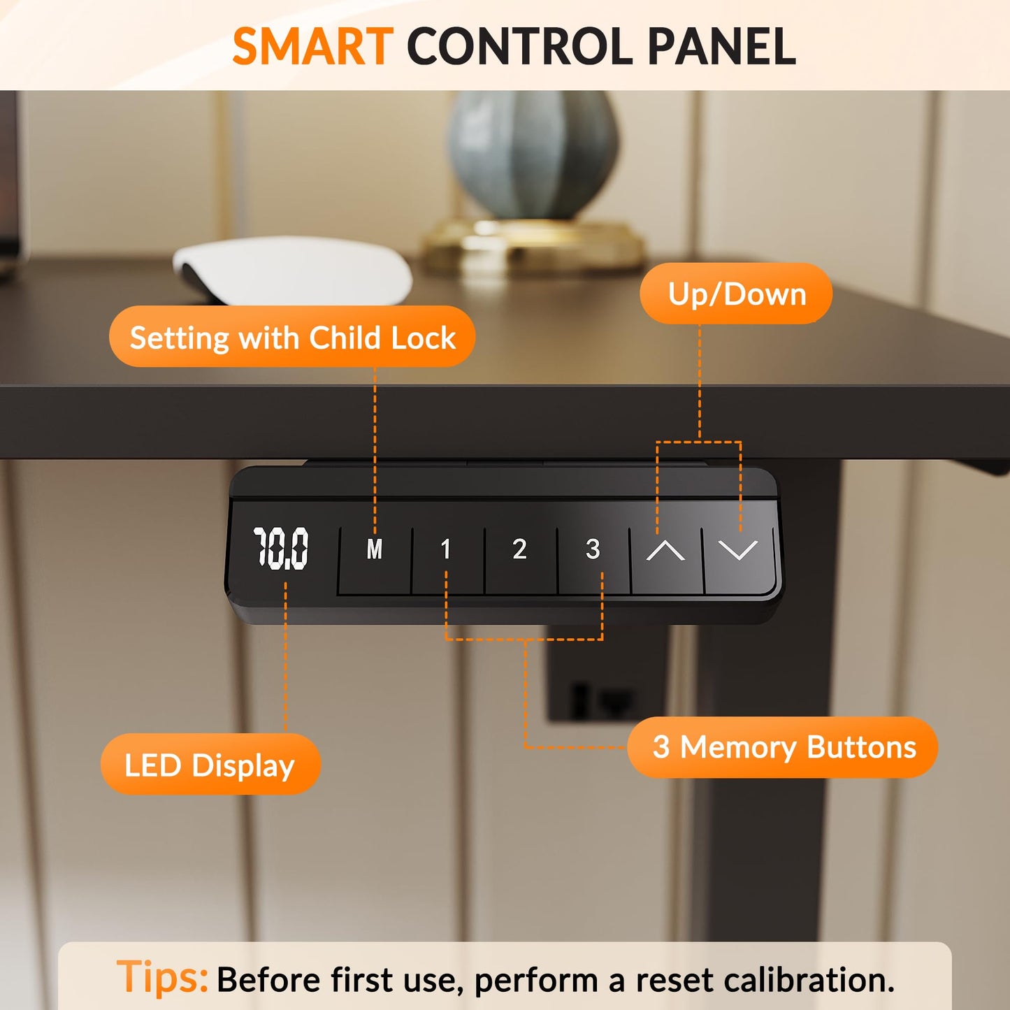 ELEGANT Electric Standing Desk 120x60cm, Height Adjustable Sit Stand Desk