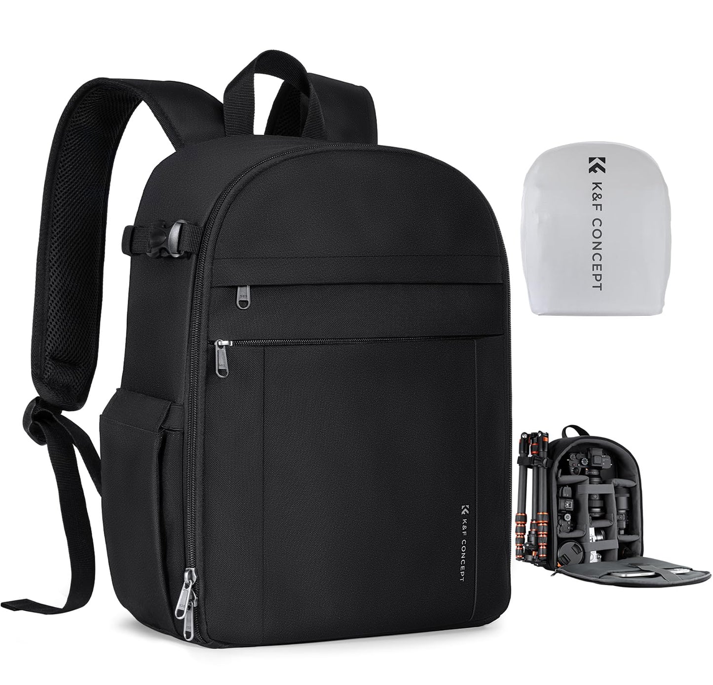 K&F CONCEPT Camera Backpacks for Photographers Travel Bag for Tripod Camera Lence Accessory with Laptop Compartment and Rain Cover