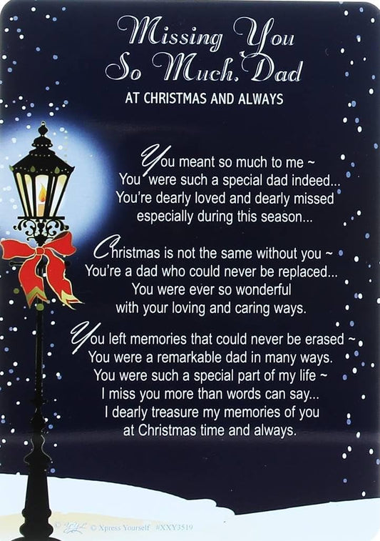 Loving Memory Christmas Graveside Memorial Card - Missing You Dad 6" x 4"
