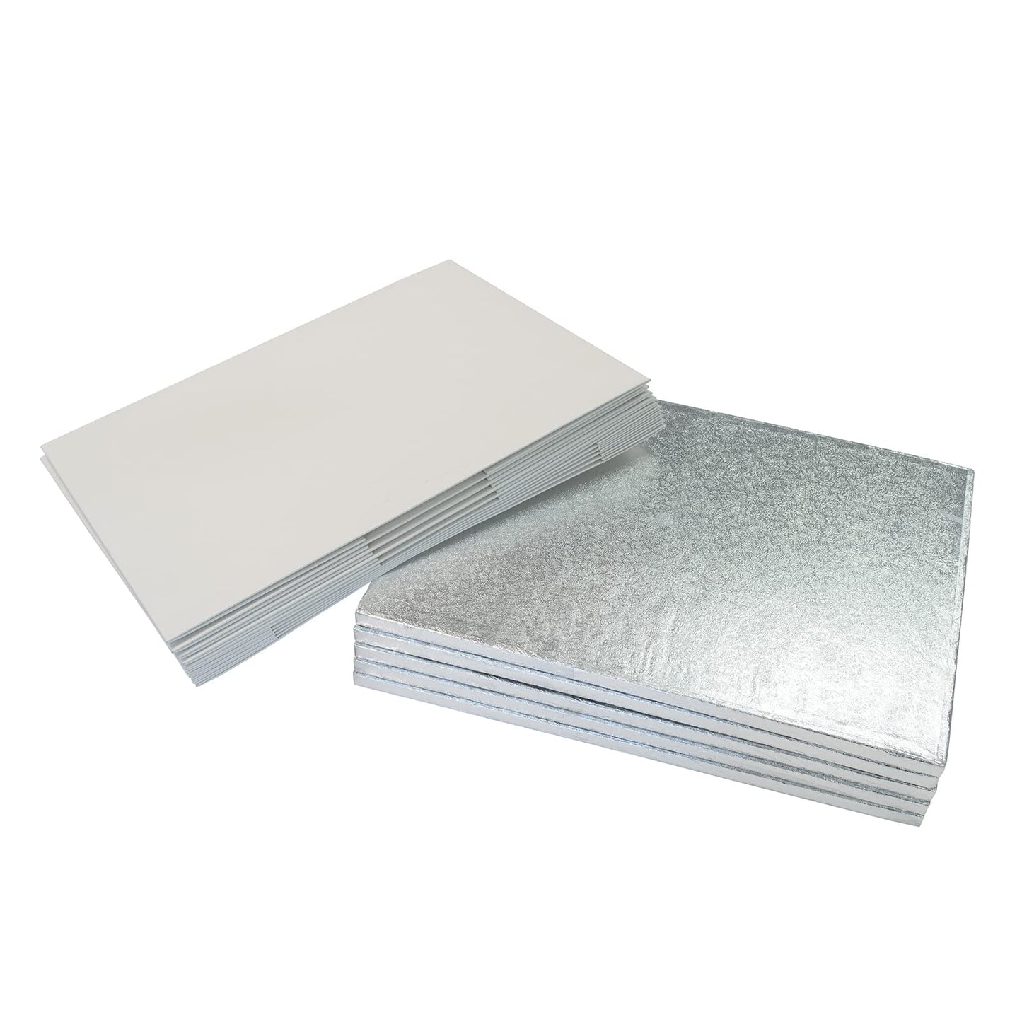Culpitt 18" x 14" (457 x 355mm) Cake Board & White Cake Box Combo, Oblong Silver Fern Cake Drum With Matching Box, 0.5'' (13mm) Thick, Rectangular