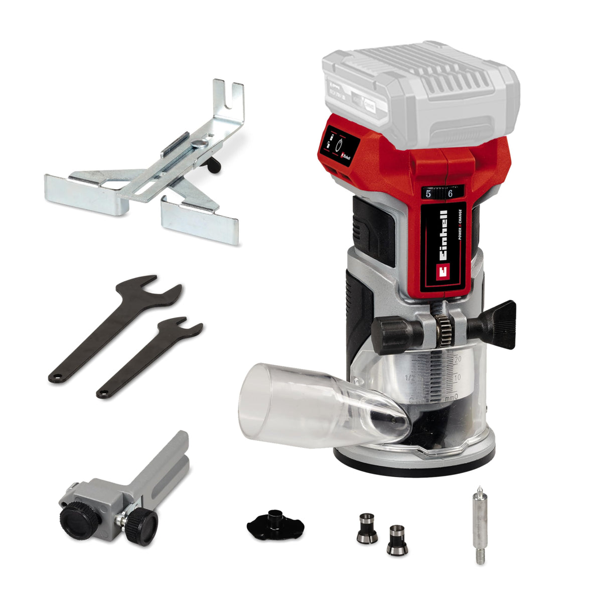 Einhell Power X-Change 18V Cordless Palm Router Tool - Brushless Motor, 40mm Stroke Height, Fine Depth Adjustment - TP-ET 18 Li BL Hand Router