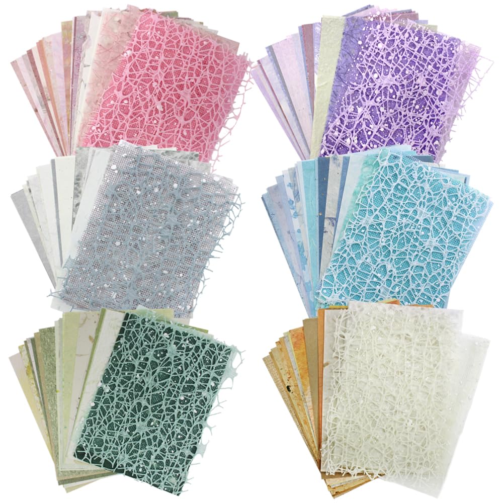 156 Sheets Scrapbook Paper Textured Paper Assorted Set, FineGood Decorative Mesh Fabric Paper for Card Making Journaling Scrapbooking Supplies