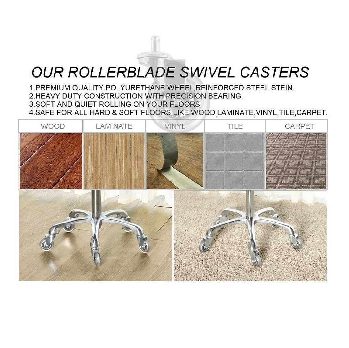 Kaleurrier Swivel Stool Chair,Height Adjustable,400 lbs Heavy Duty Hydraulic Rolling Metal High Stools for Home Kitchen Salon Bar Office Massage