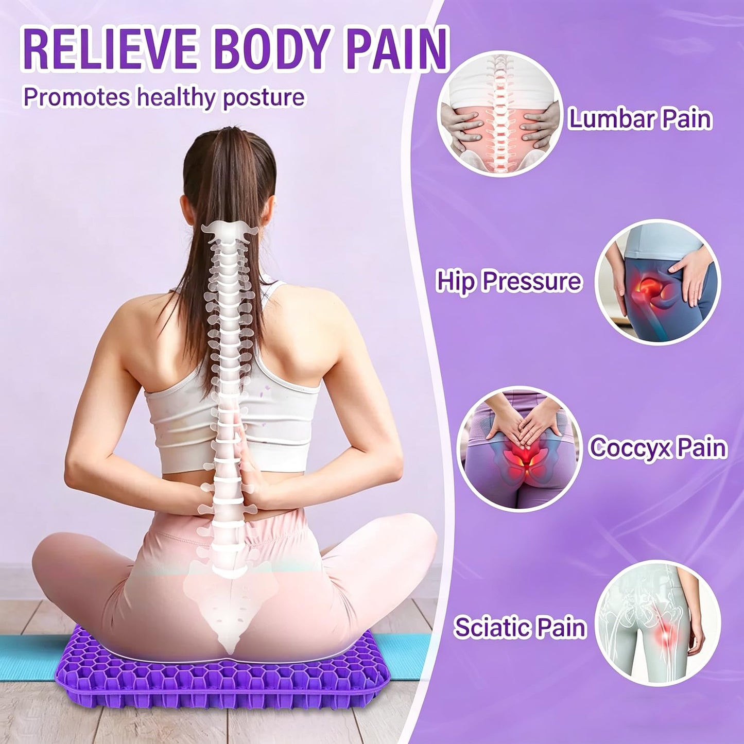 TOGETDREAM Gel Seat Cushion,Soft Sitter Honeycomb Ergonomic Cushion Cool Gel Cushion Large Double Thick Gels Cushions with Cloth Cover Pressure Pain