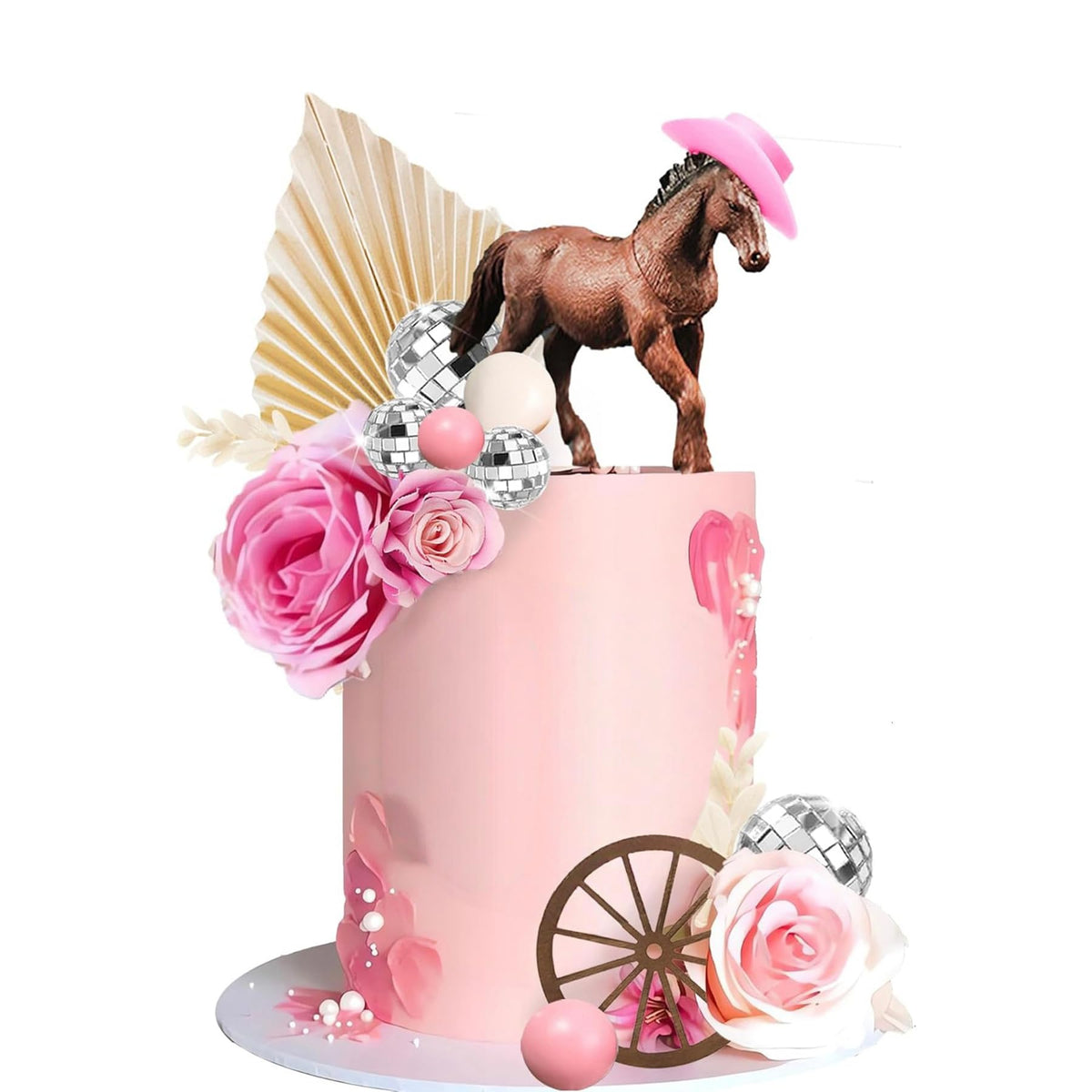 Horse Cake Topper - 21 PCS My First Rodeo 1st Birthday, Western Disco Cowboy Cake Decorations, Floral Cow Cakes Topper, Western Themed Party