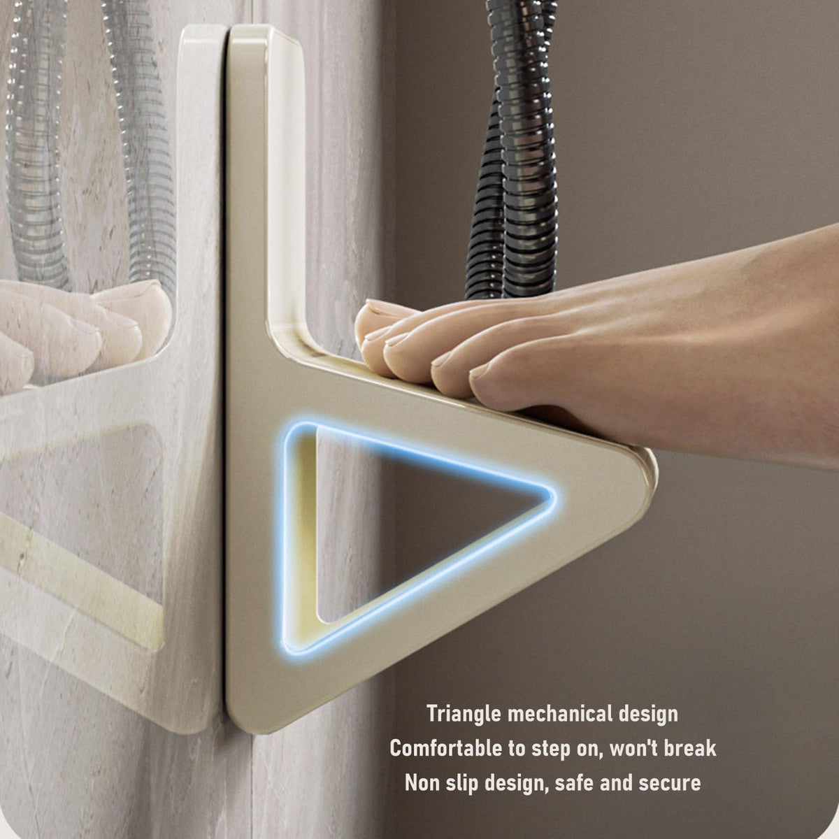 Shower Foot Rest, No Drill Wall Mounted Shower Foot Pedal for Shaving Legs with Adhesive Backing Foldable and Portable for RV Bathroom Yellow