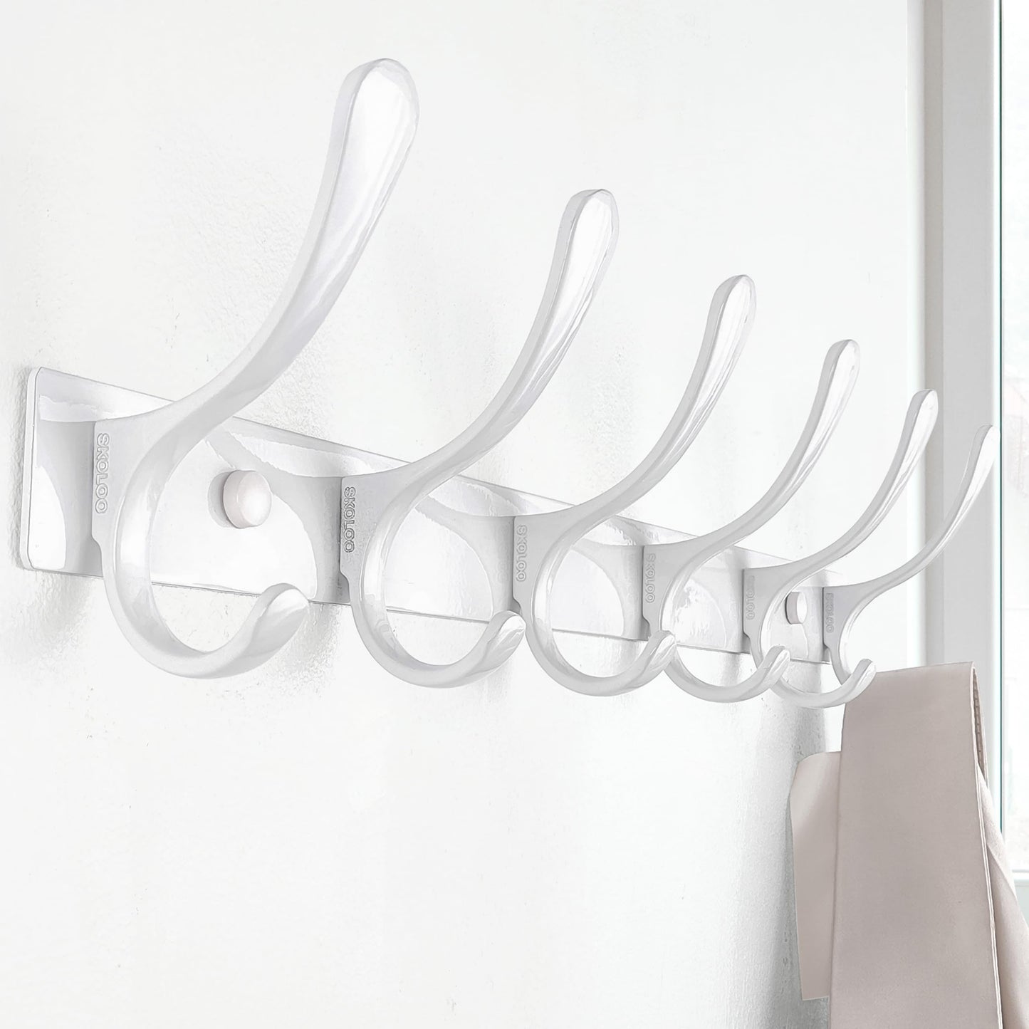 SKOLOO Coat Rack Wall Mounted - 6 Hooks, Pack of 2, Heavy Duty, Stainless Steel, Metal Wall Coat Hanger, Sturdy Wall Hooks for Hanging Coat, Jacket