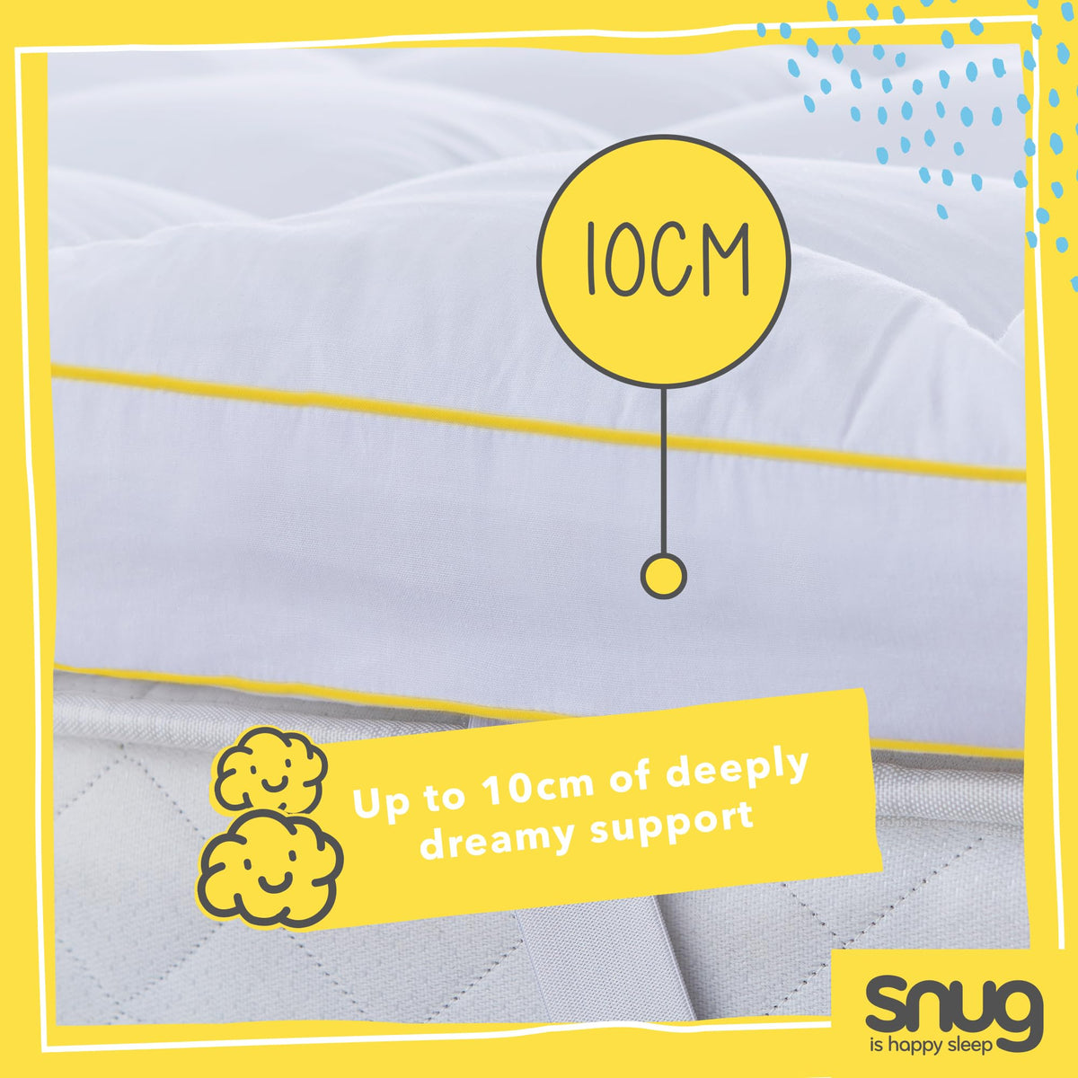 Snug Deeply Dreamy Mattress Topper Single Bed - 10cm 4 Inch Extra Thick Mattress Enhancer with Elasticated Straps Quilted Comfortable Super Soft -