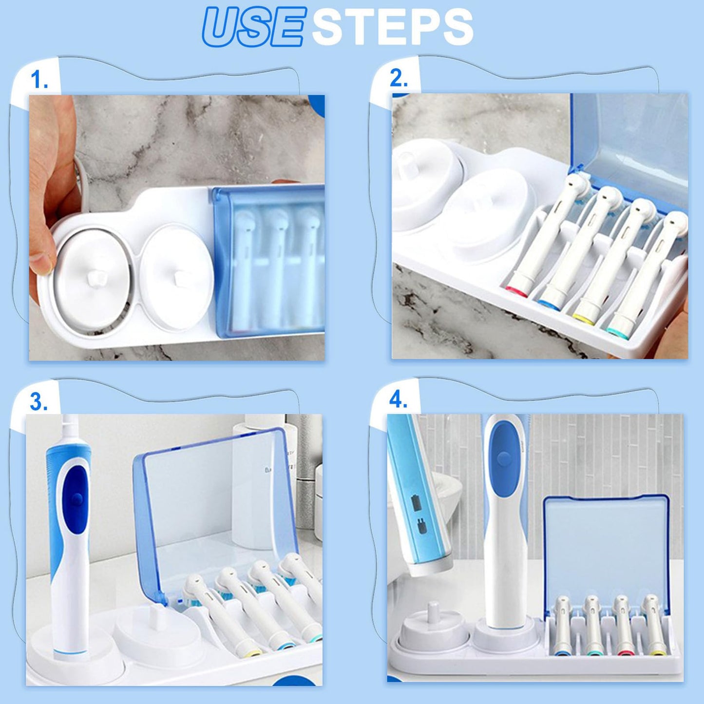 Electric Toothbrush Holder Stand with Stand Slot & Head Holder for Oral B D