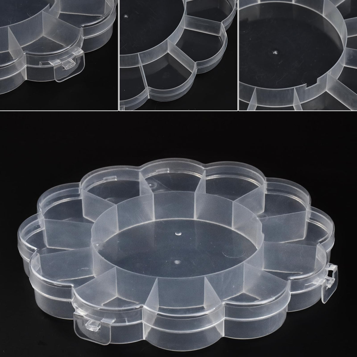 EVERMARKET 13 Grids Clear Plastic Bead Storage Containers，Floral Pattern Flip Top Jewelry Boxes Organizers for Jewelry Making and Crafts，Beads Rings