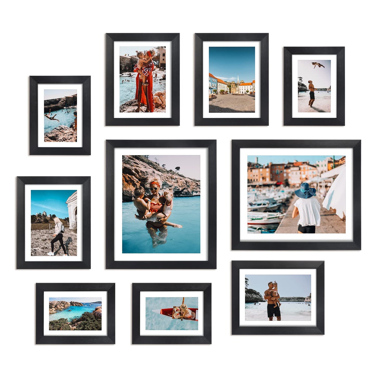 Giftgarden Multi Black Picture Frames with Mat for Multiple Sizes Photos, Four 4x6, Four 5x7, Two 8x10 for Gallery Photo Frame Collage Wall or