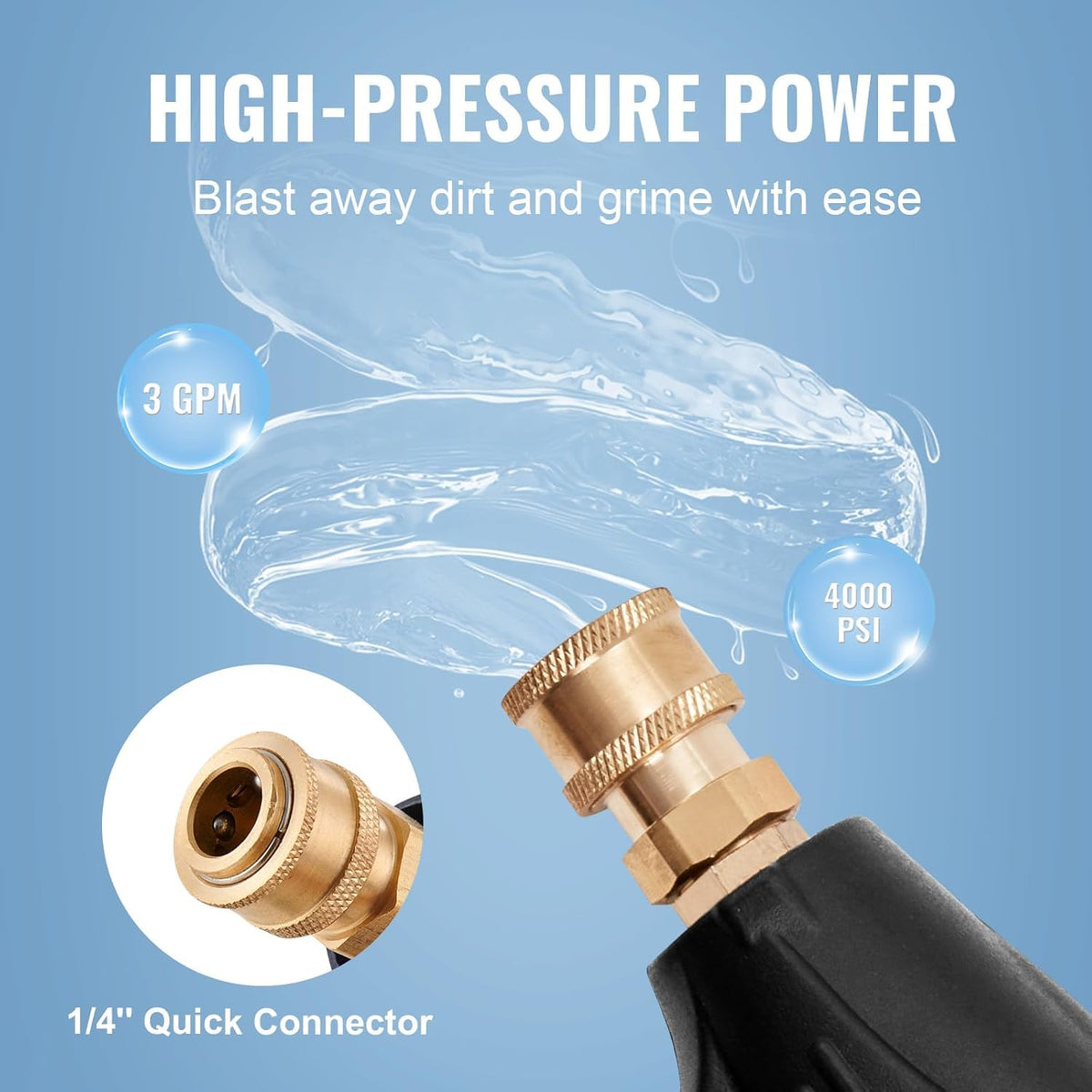 YUET High Pressure Washer Gun 360 Swivel Handle with 5 Water Nozzle Tip,Water Wash Cleaner for Car Cleaning Kit(M22 14MM Fitting Hose Connector & 1/4"