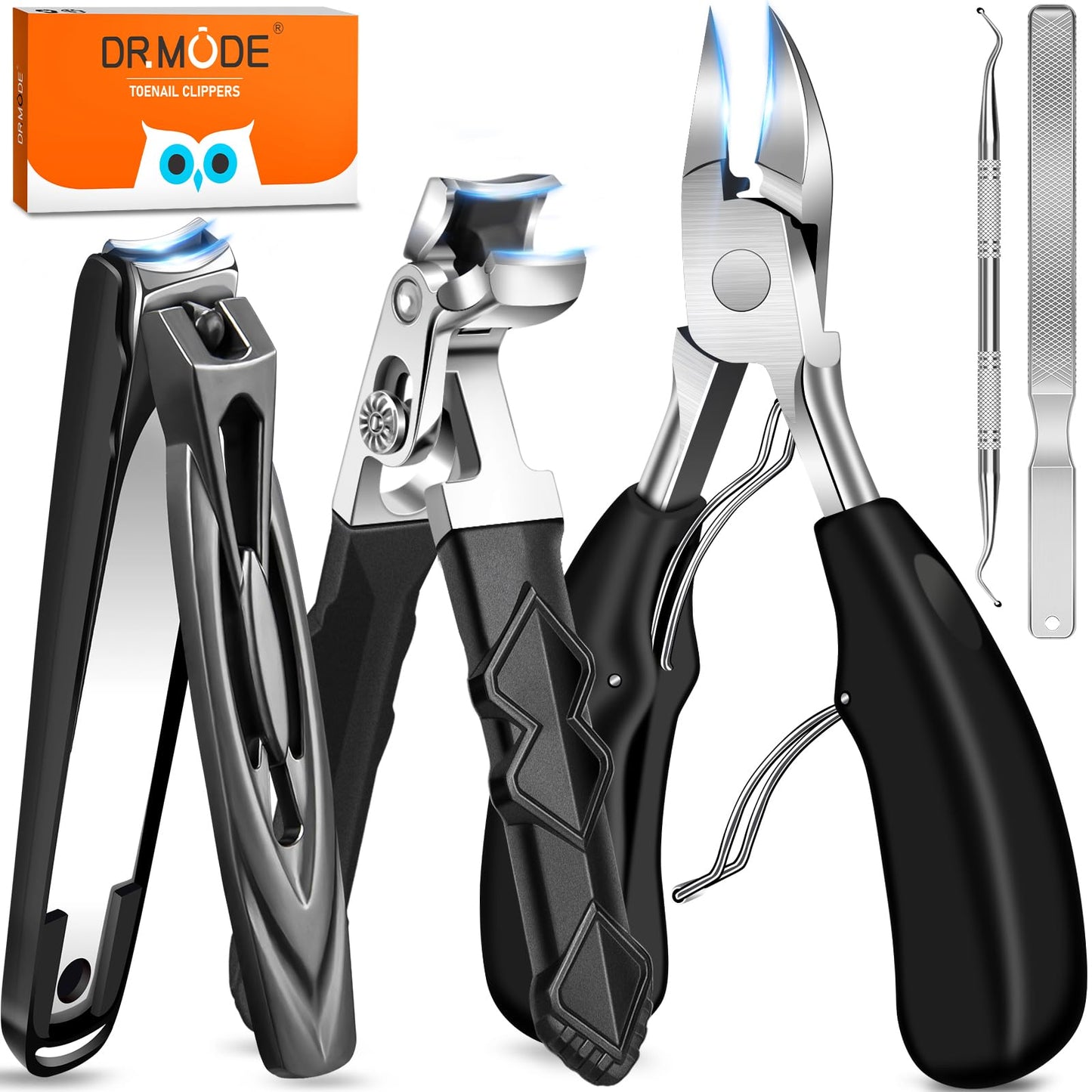 DRMODE Toe Nail Clippers for Thick Nails for Seniors, Angled Head Professional Toenail Clippers for Elderly Ingrown Thick Nails, Wide Opening Large