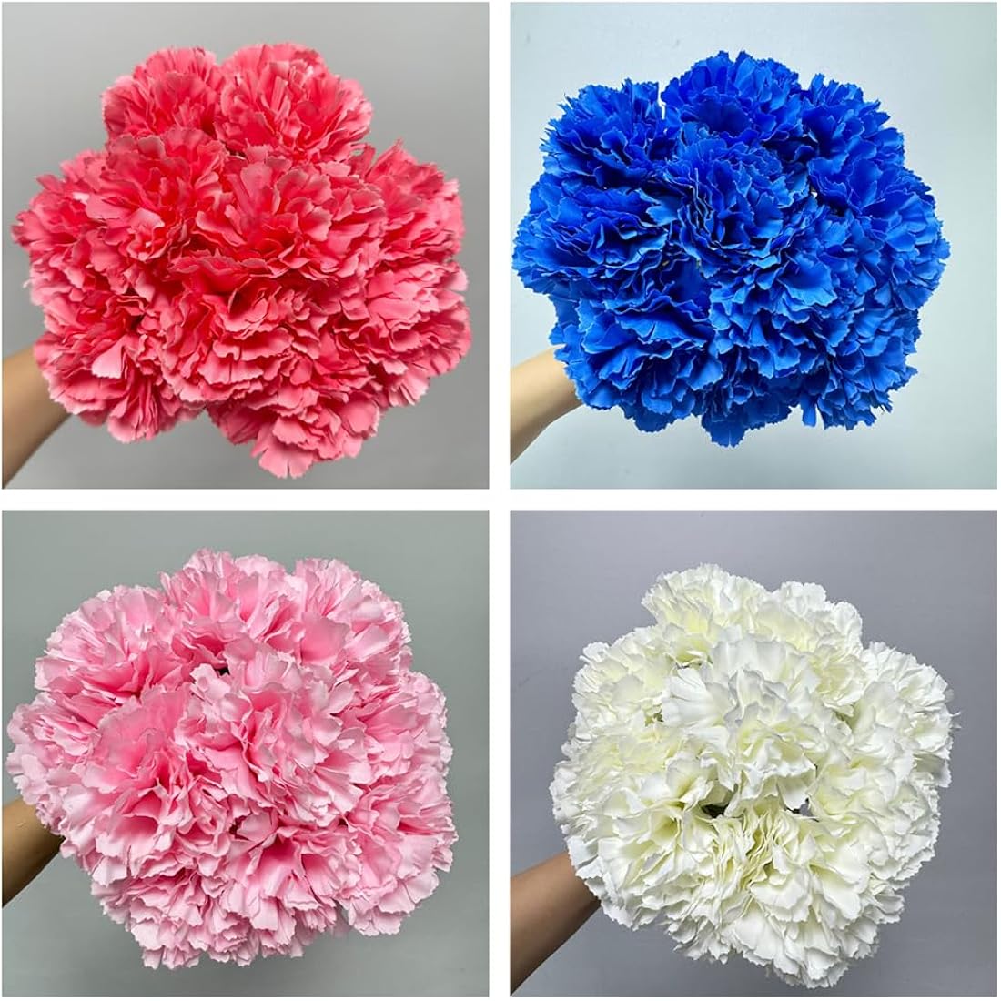 Rikyo 11inch Bouquets 10 Stem Carnations,Outdoor No Fade Artificial Flower,Mini Carnation Silk Petals Fake Flowers Forever Plants for Photo Props Home Party and Wedding Holding Flowers(Red)