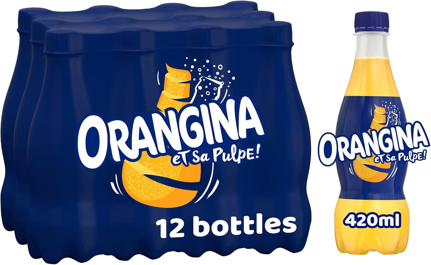 12 x Orangina Sparkling Orange Fruit Drink 420Ml