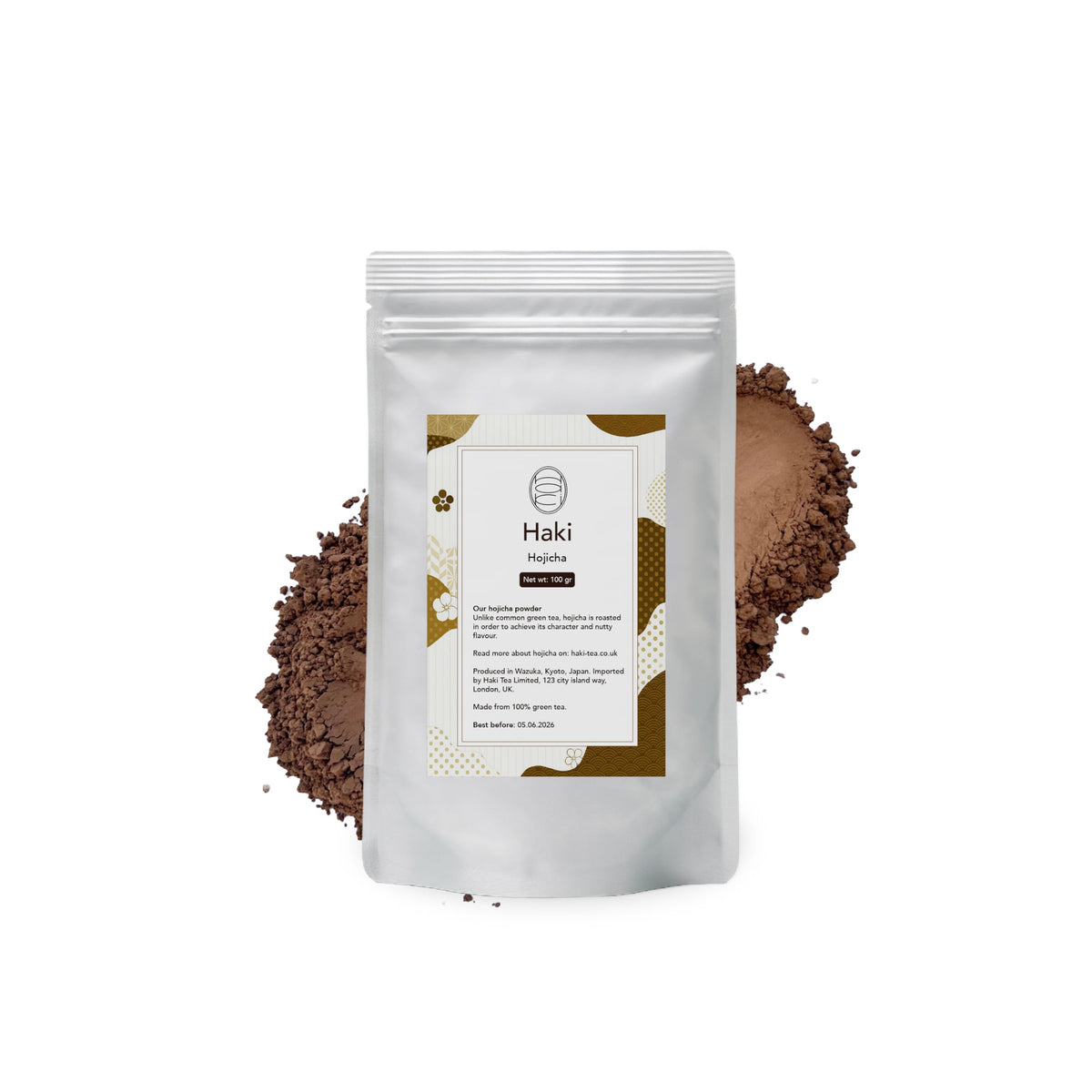 HAKI TEA High Grade Hojicha Powder | Master Roast 100 gr | Dark Roasted 100% Green Tea | Houjicha from Wazuka, Japan