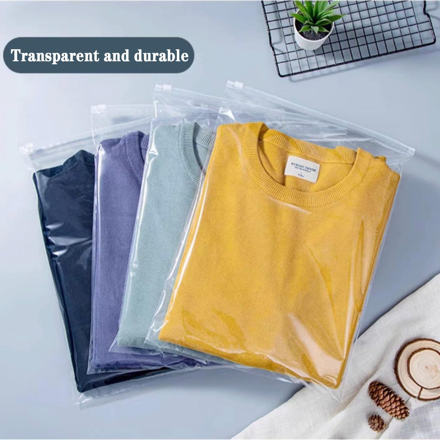 QISF 30 Pcs Reusable Ziplock Bags for Clothes,40x30cm Large Plastic Hospital Bags,Clear Seal Bag Waterproof Luggage Organiser for Clothes Garment