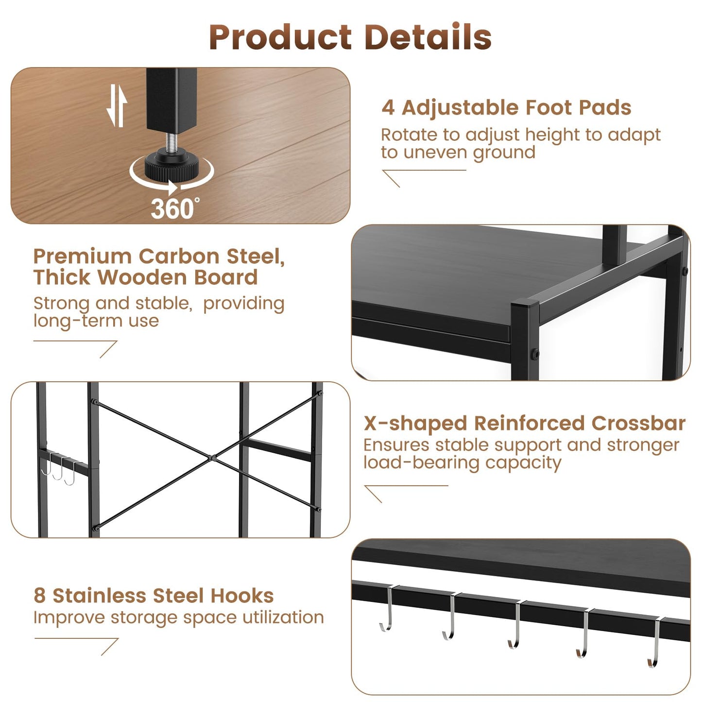 Housolution 2-Tier Mini Fridge Stand with Storage, Black