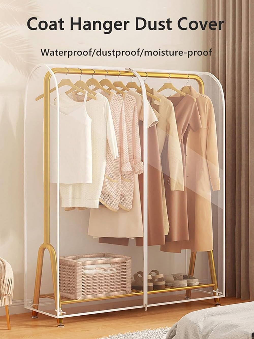 JT2D Garment Clothes Cover for Wardrobe Storage Large Clothes Rail Cover Hanging Rack Protector clothes dustproof clothes rail cover for Storage