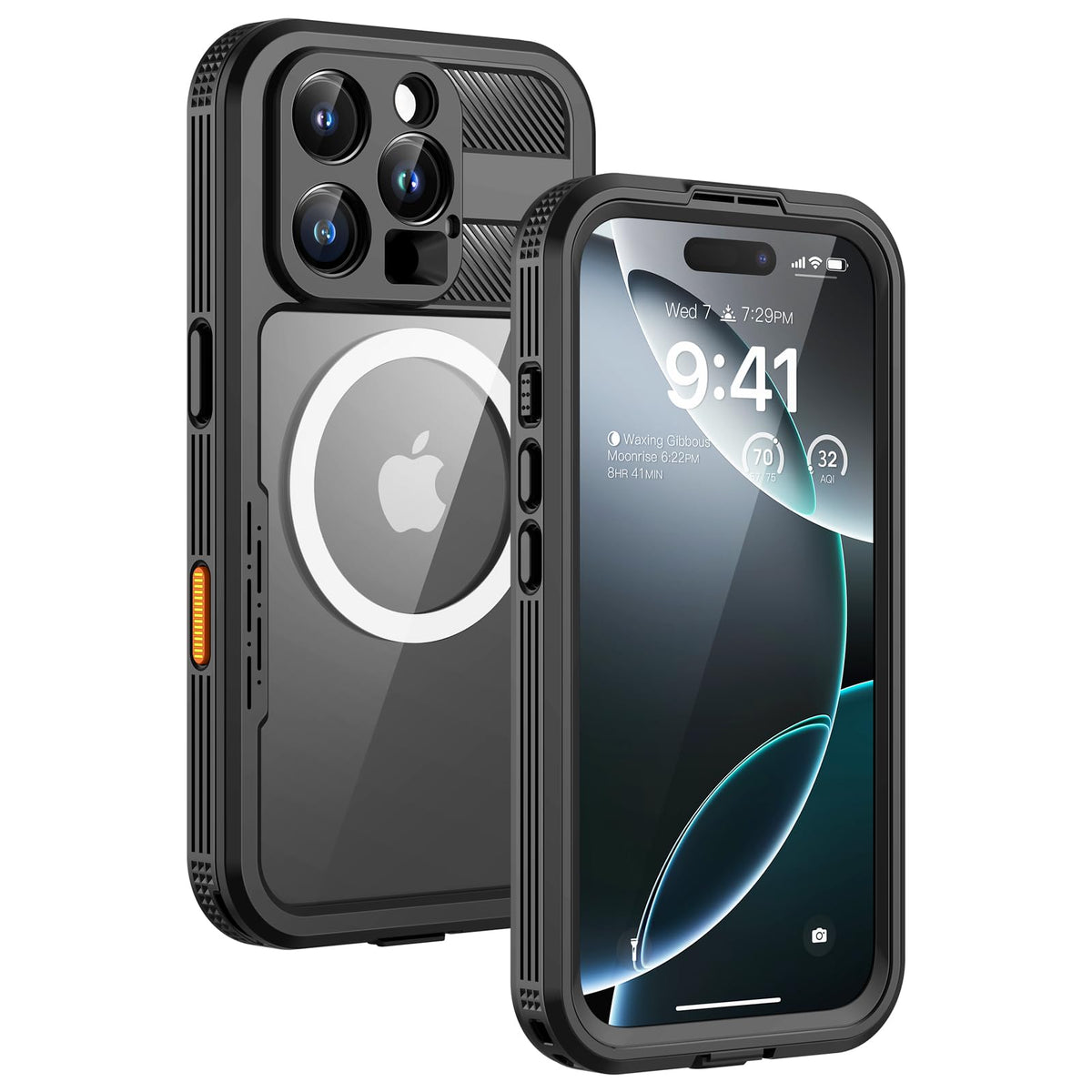 Lanhiem for iPhone 16 Pro Max Waterproof Case, [Compatible with MagSafe] Heavy Duty Shockproof Cover with Built in Screen Protector, Protective