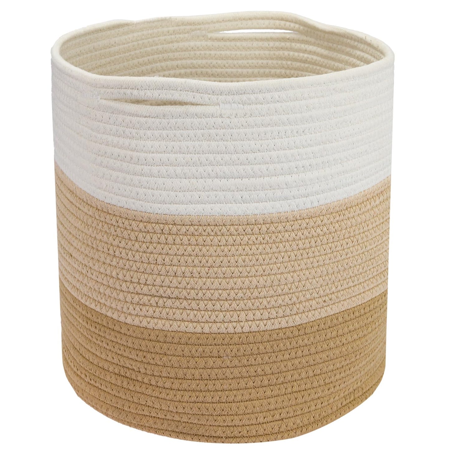 HMF Storage Basket with Hidden Handles, Round Basket Fits Kallax | 31 x 31 cm | White/Brown