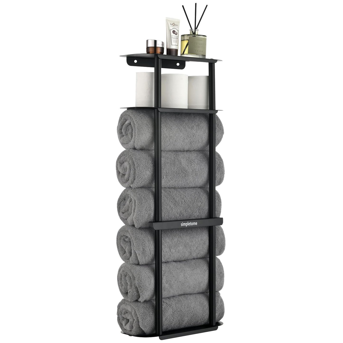 Towel Storage Rack Wall for Bathroom, Camping Chair Holder with Shelves