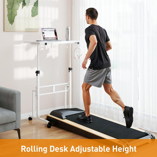 ikkle Standing Desk with Wheels, 34 Inch Height Adjustable Treadmill Training Table, Mobile Sit Stand Up Desk