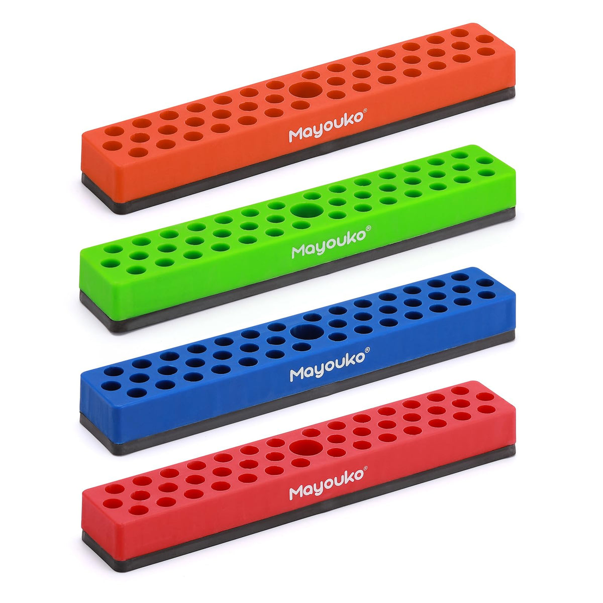 Mayouko 4PCS 1/4-Inch Magnetic Hex Bit Holder Rack Organizer with Strong Magnetic Base, 172 Hole Bit Storage, Drill Bit Holder