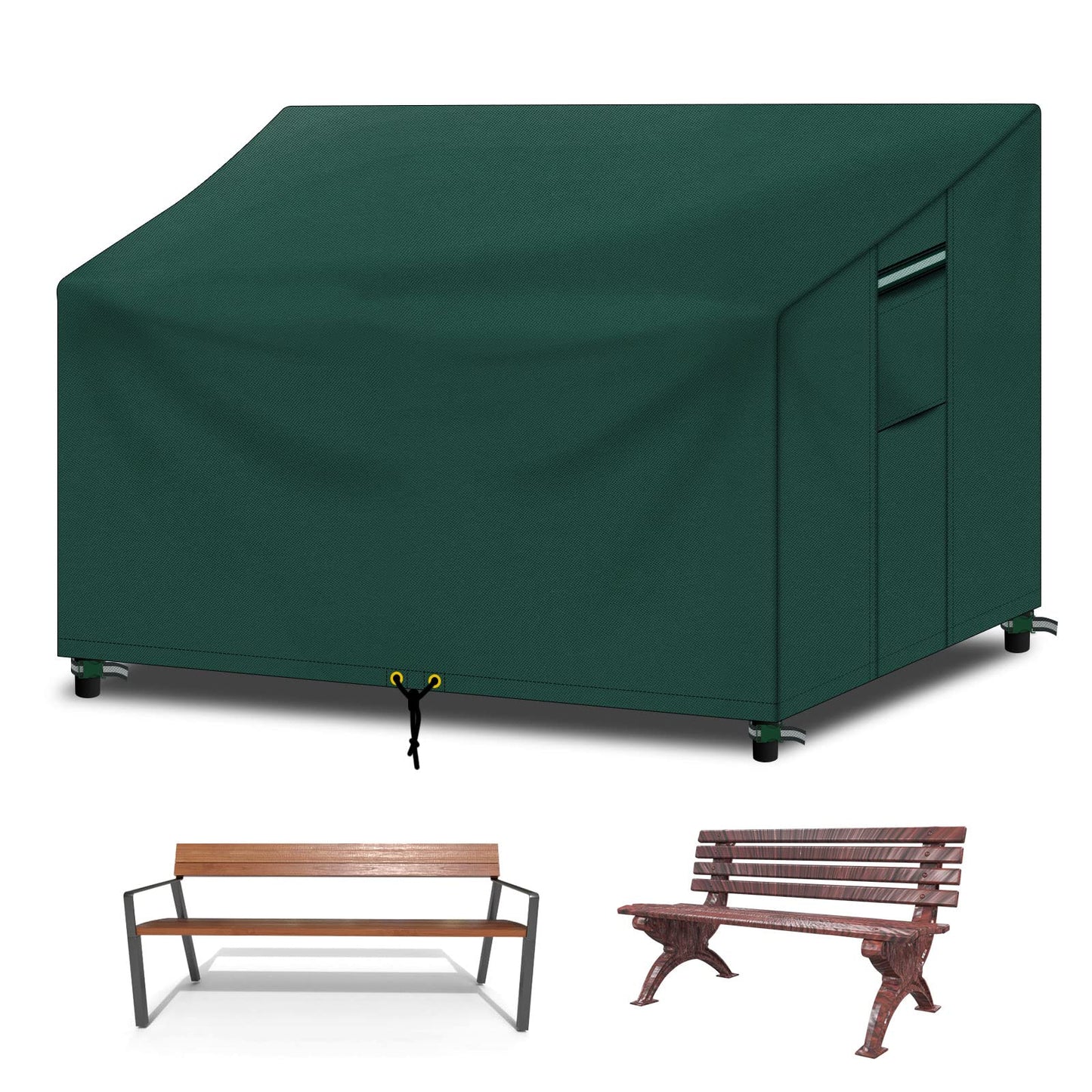 RICHIE Bench Covers Waterproof 2 Seater with Air vent, Windproof Anti-UV Tear-proof Heavy-duty 600D Oxford Fabric and PVC Lining, 2 seater Outdoor