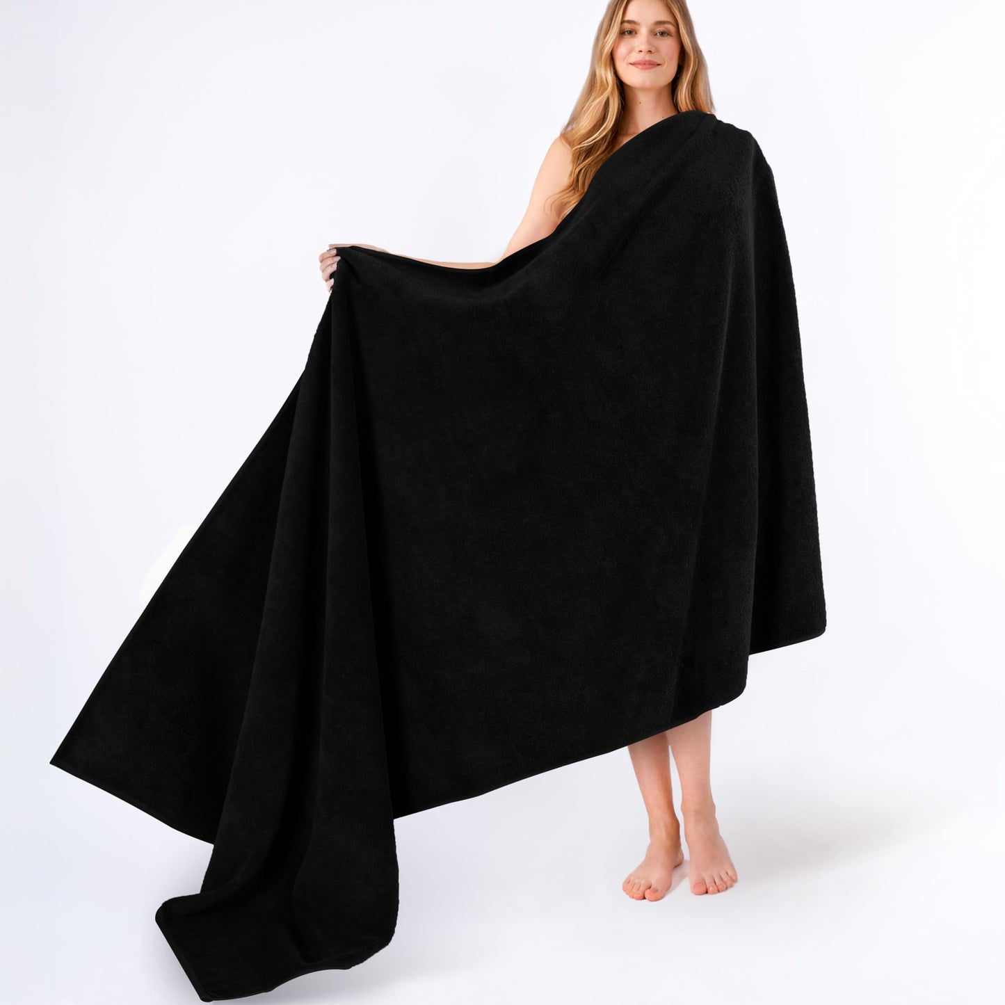 American Soft Linen Oversized Bath Sheet 40x80 Extra Large for Bathroom, 100% Cotton Turkish Jumbo Bathsheet Towels for Adults, Black Bath Sheet