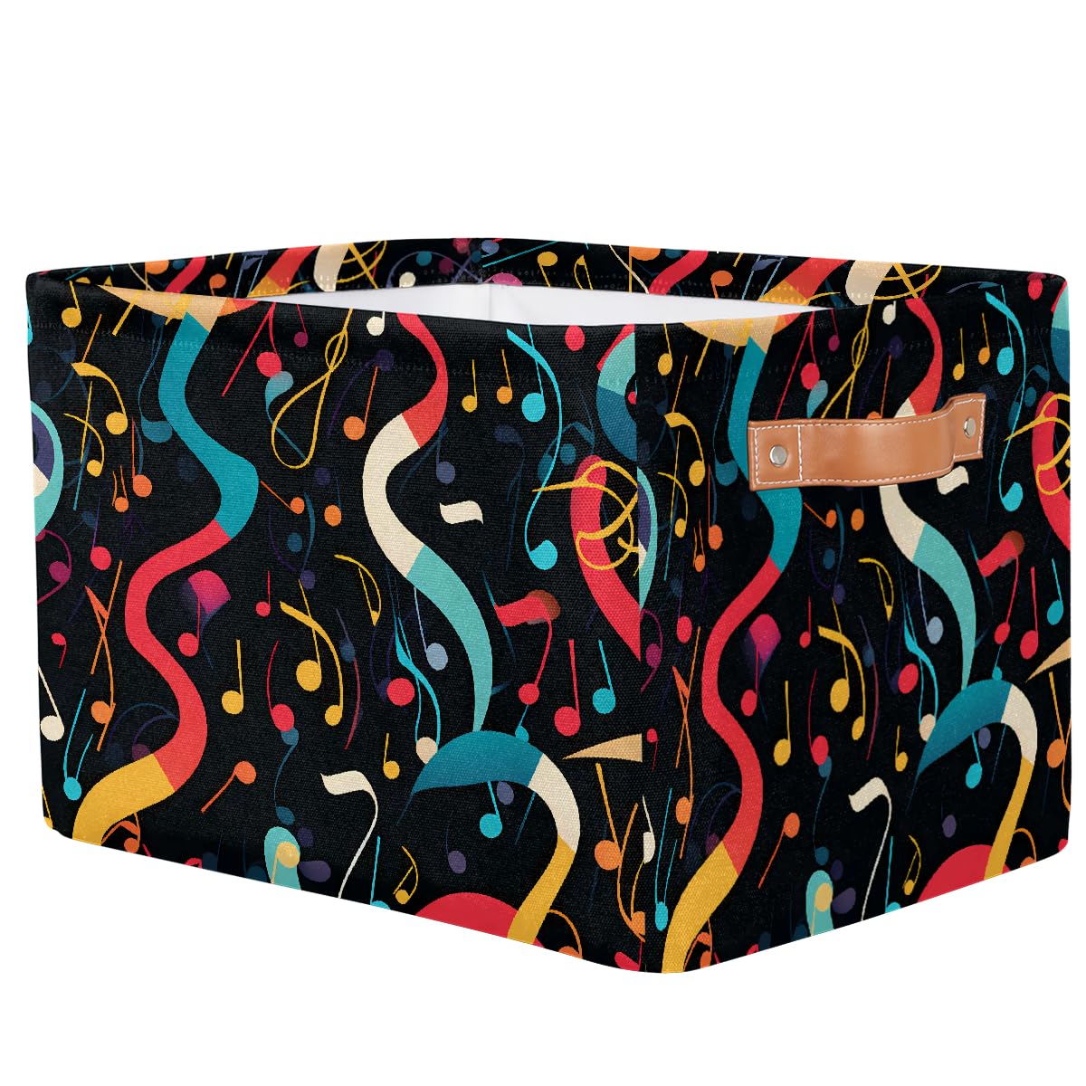 Mexpekil Cube Storage Box, Music Note Foldable Fabric Toy Basket, Rectangular Closet Organizers and Storage Bins for Bedroom, Living Room & Closet