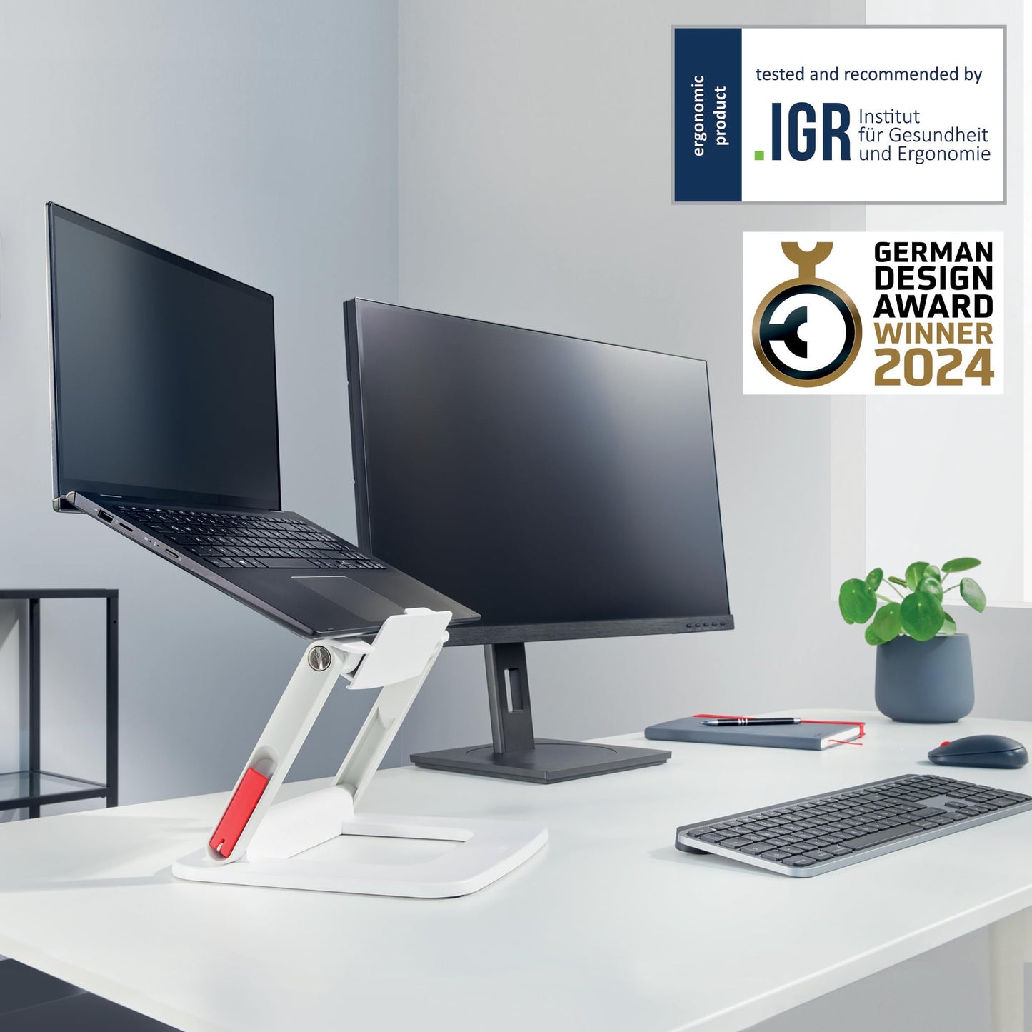 Leitz Height Adjustable Multi-Angle Laptop Stand, Six Pre-Set Height & Angle Combinations, Compact Footprint, Desktop/Tabletop Riser Stand, For 13"