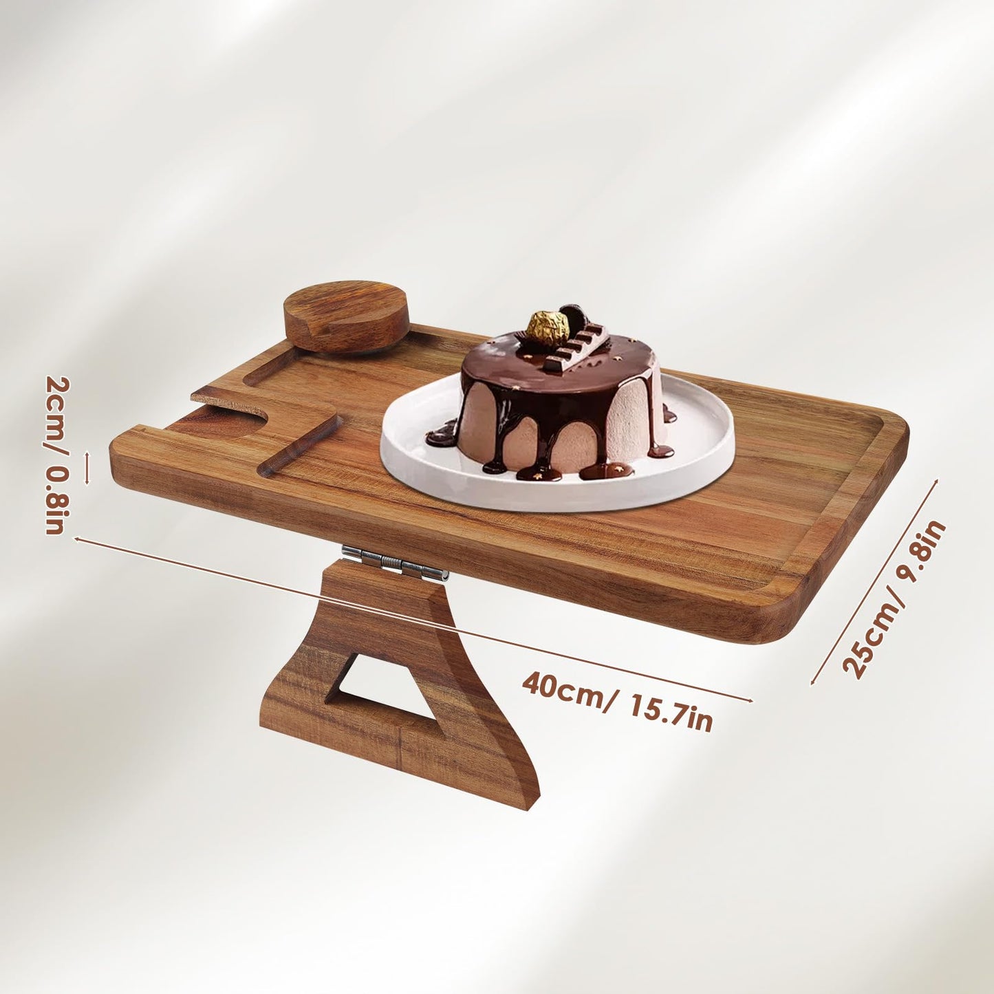 comfoyar Sofa Arm Tray, Foldable Acacia Wood Clip On Sofa Armrest Table