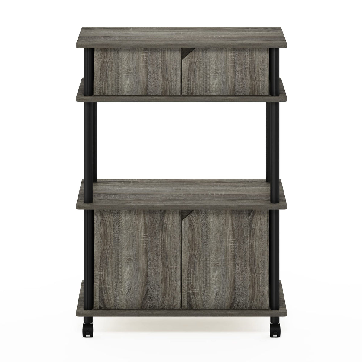 Furinno TURN-N-TUBE Printer Stand with Storage, 4-Tier Printer Table with with Storage Cabinet and Casters, Open Frame Standing Shelf, for CPU