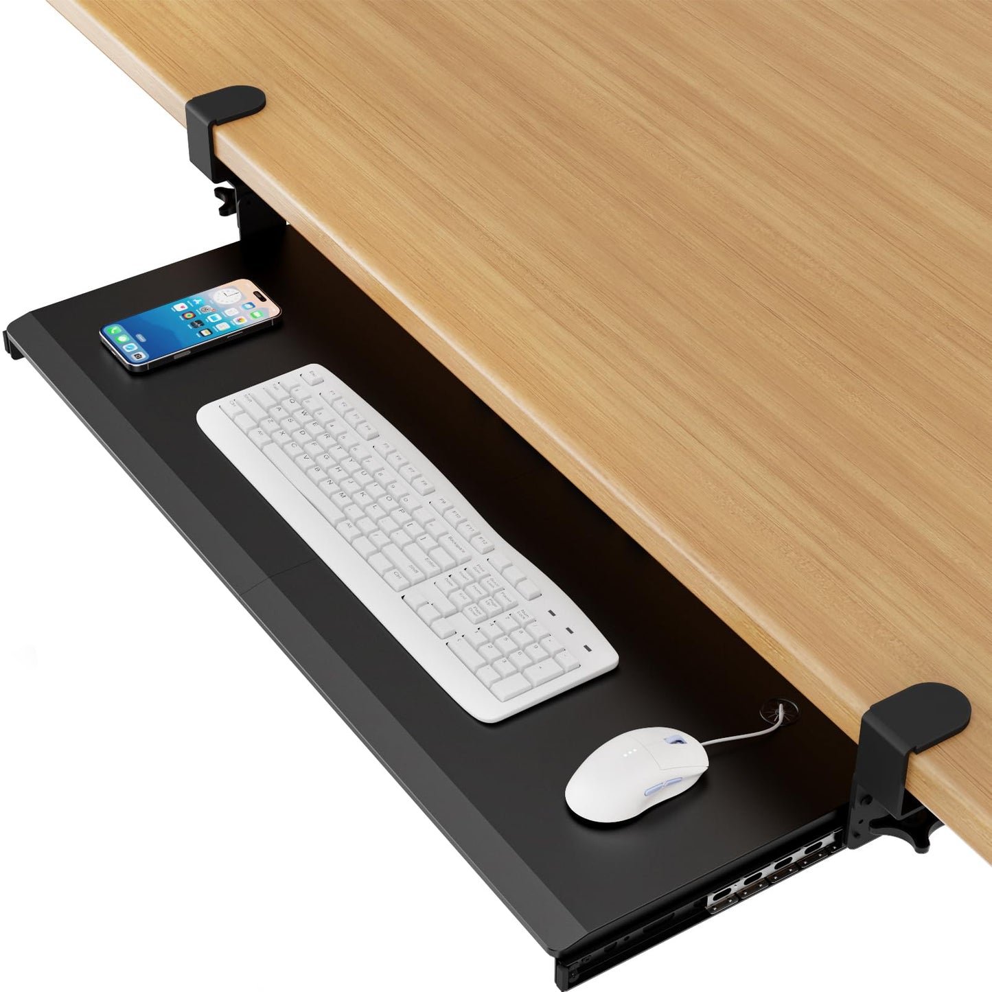 AX WABER Keyboard Tray Under Desk Pull Out with 3 Height Adjustable Extra Sturdy C Clamp Mount System, 834