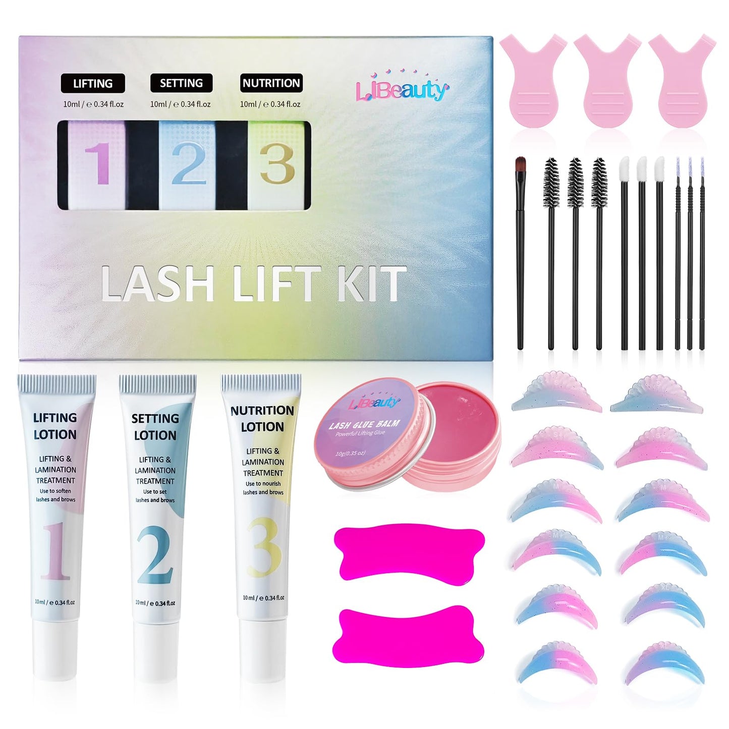 Libeauty Lash Lift Kit, Eyelash Lift Kit with Lash Lift Balm, Eyelash Perming Kit, Brow Lamination Kit, Tubular Design, Precise Control of the Amount