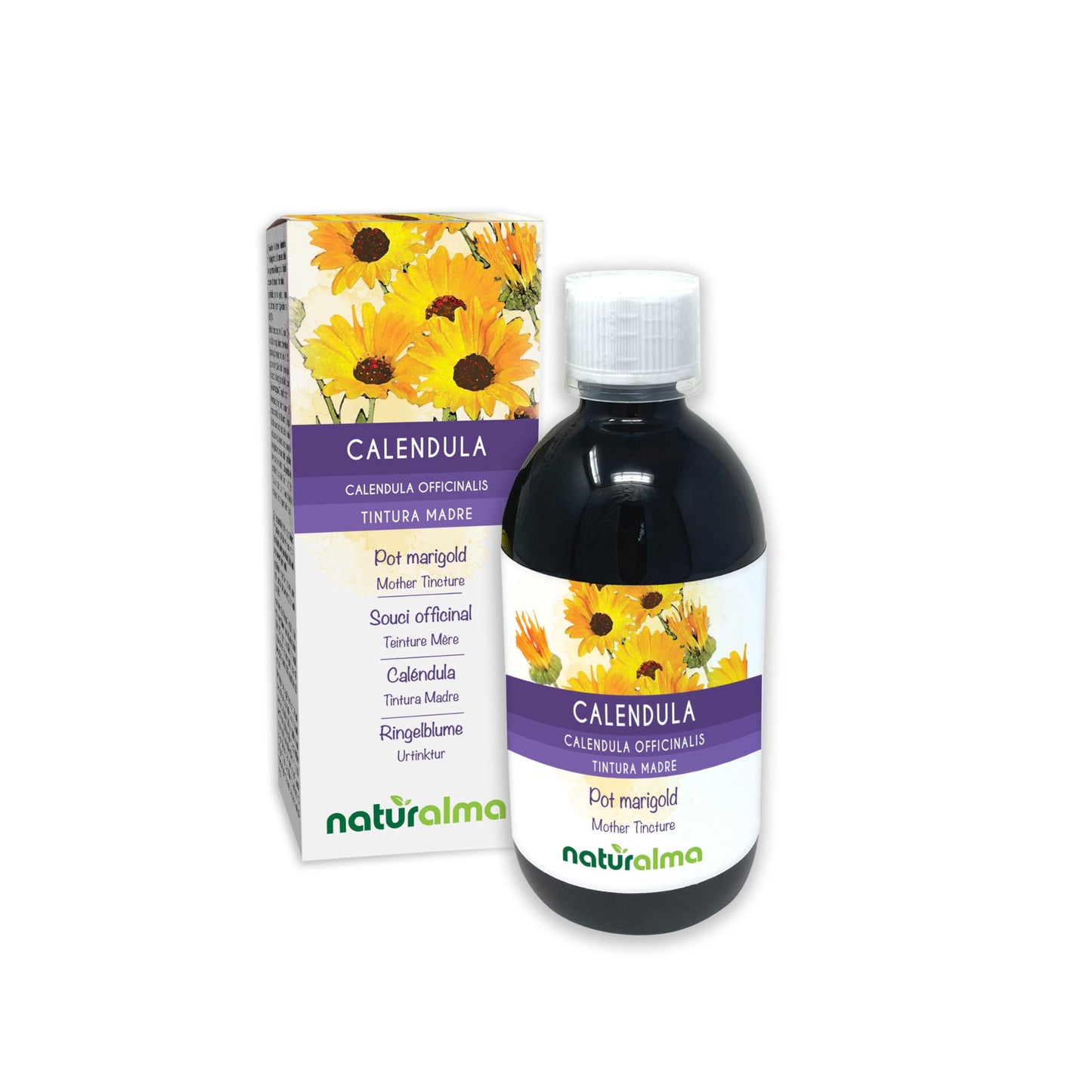 Pot Marigold (Calendula officinalis) Flower Heads Alcohol-Free Mother Tincture Naturalma - Liquid Extract Drops 500 ml - Food Supplement - Vegan